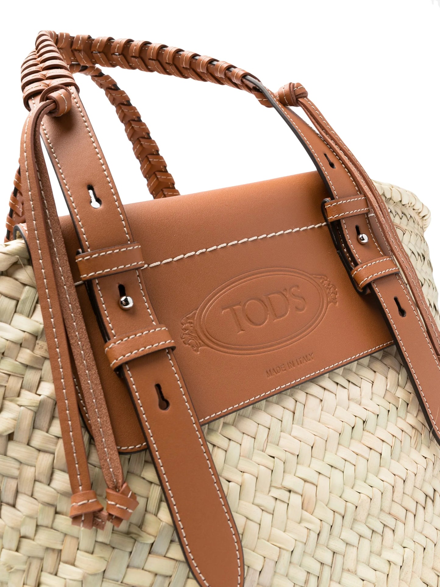 logo-debossed raffia tote bag