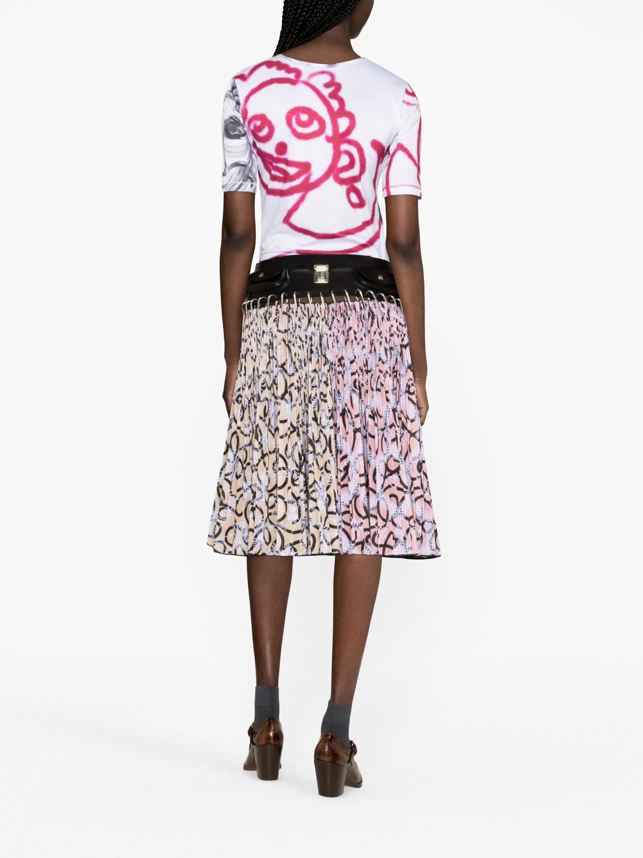 graphic-print cut-out skirt