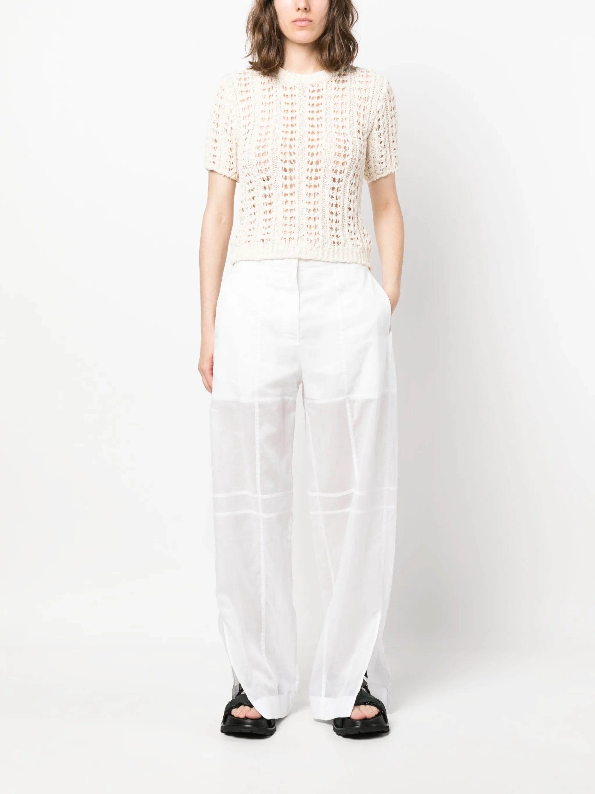 semi-sheer cotton trousers