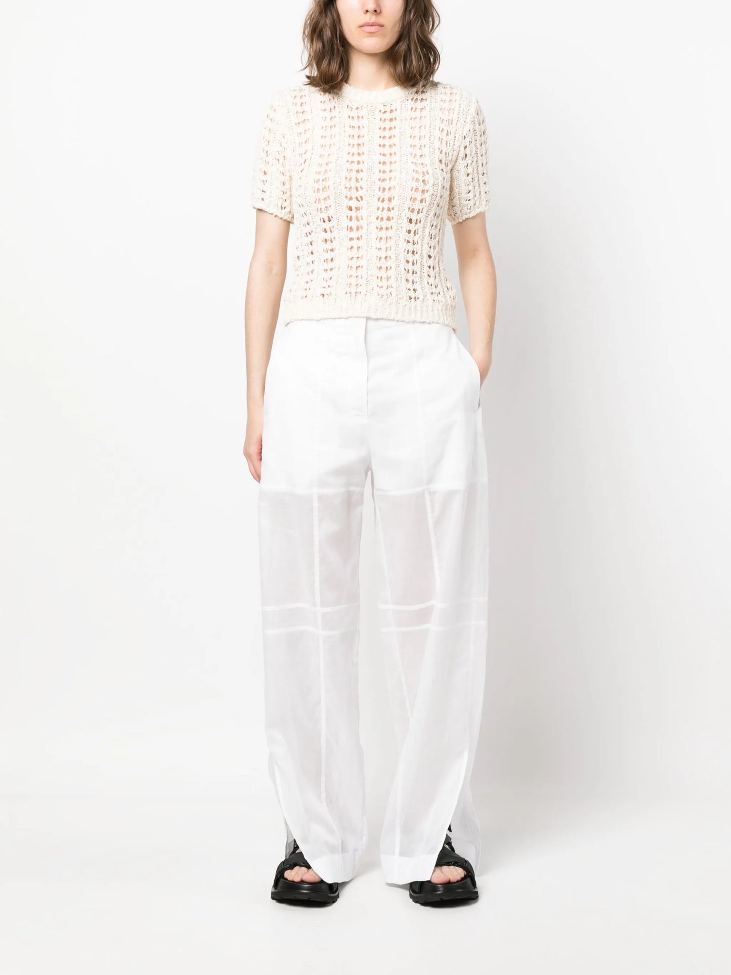 semi-sheer cotton trousers