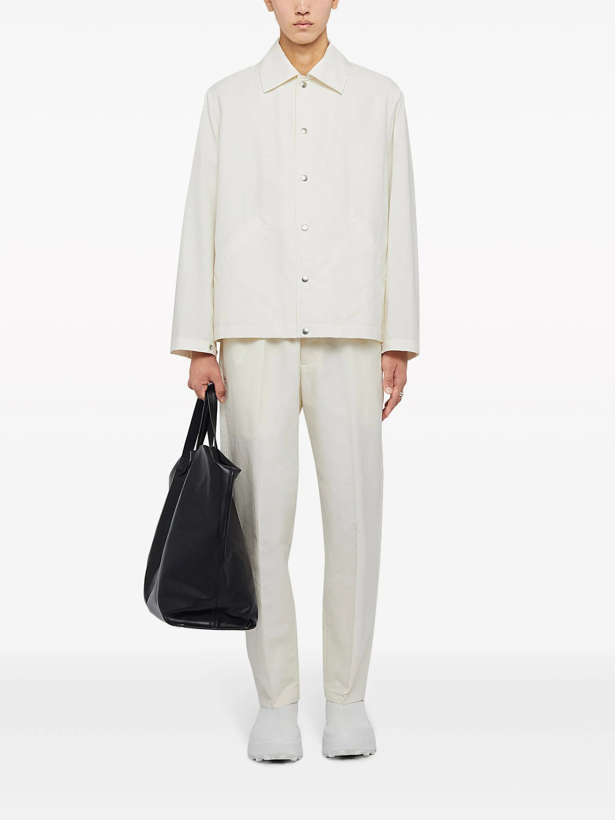 logo-print cotton shirt jacket