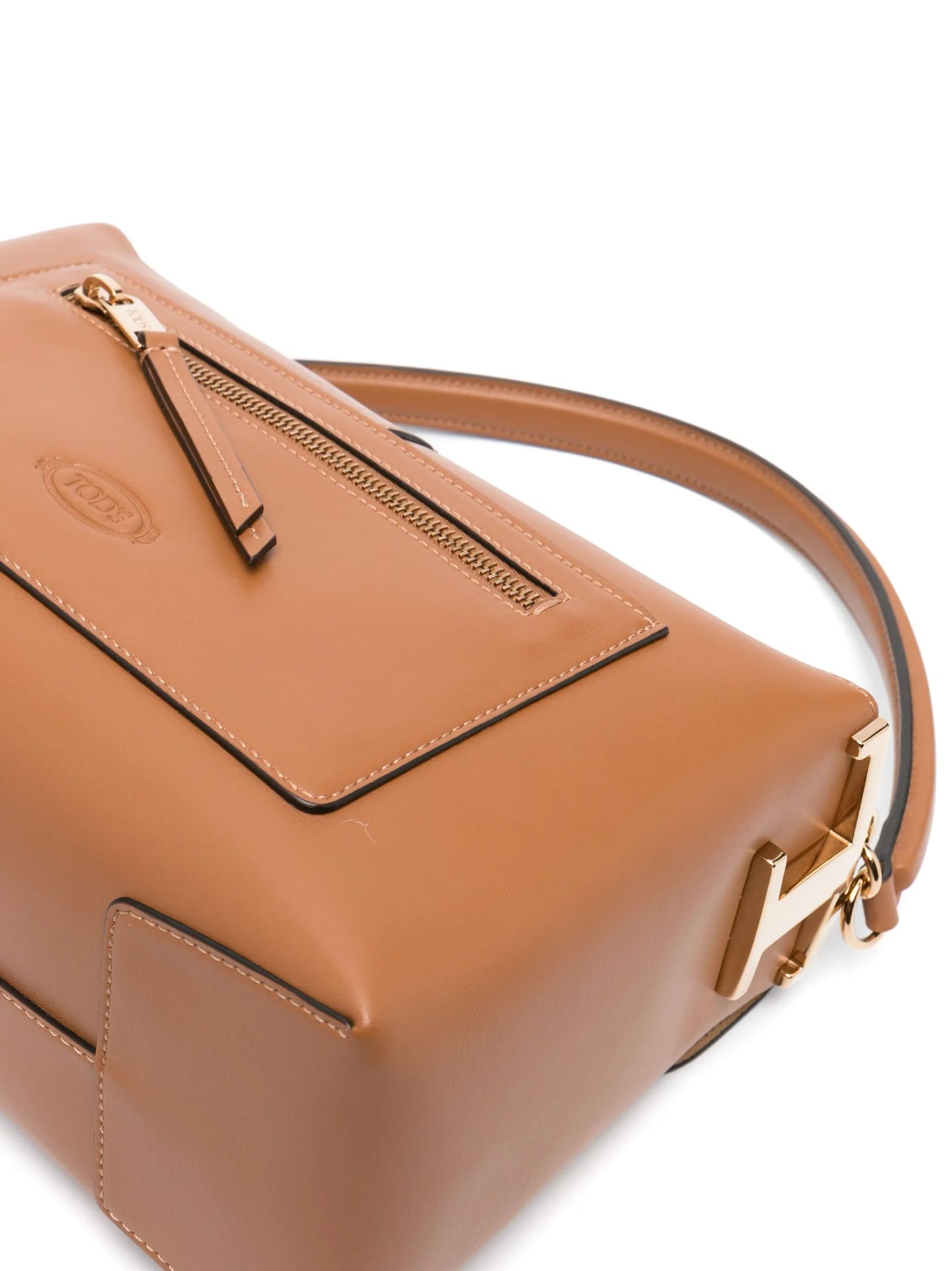 logo-charm leather tote bag