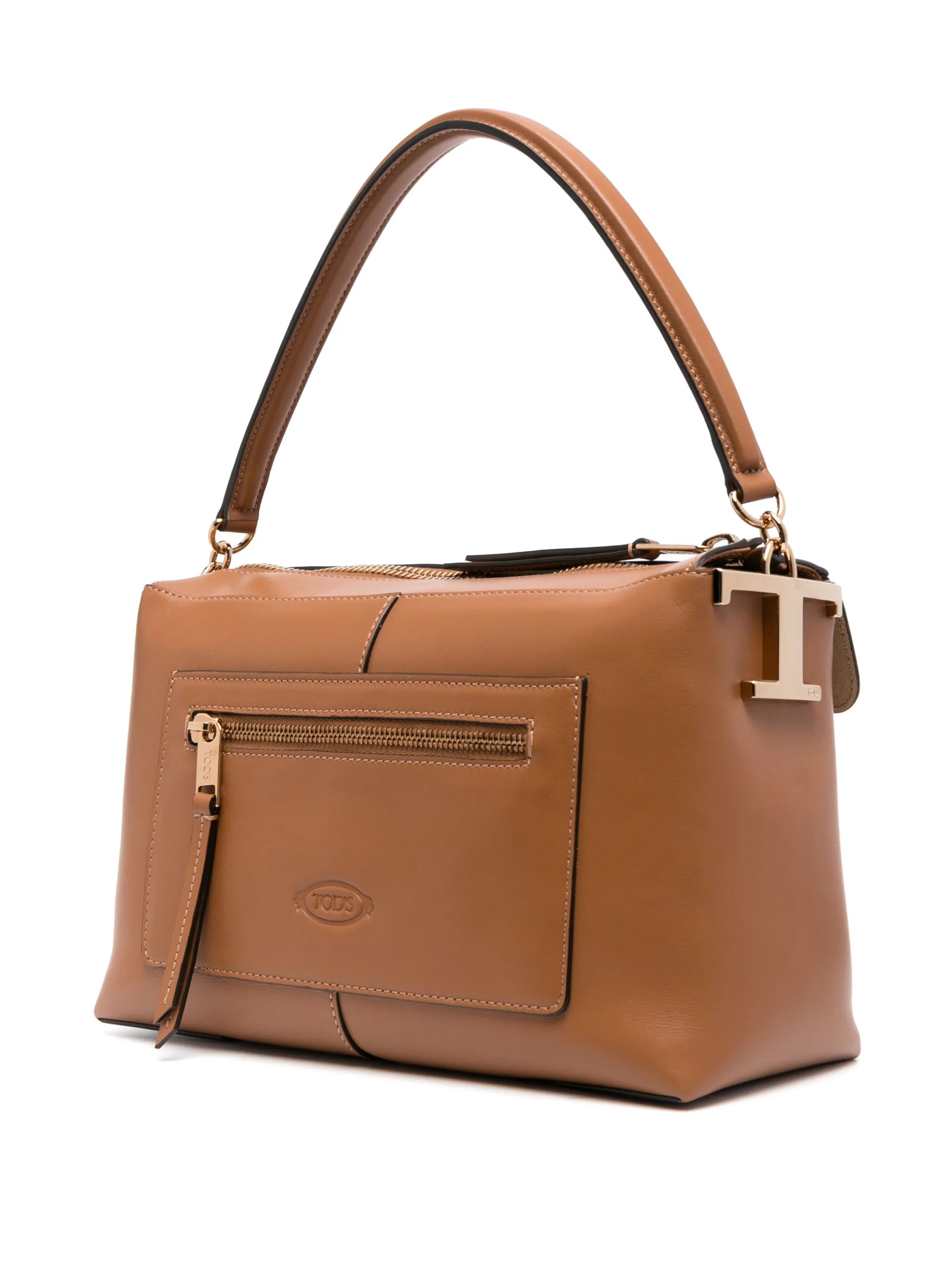 logo-charm leather tote bag