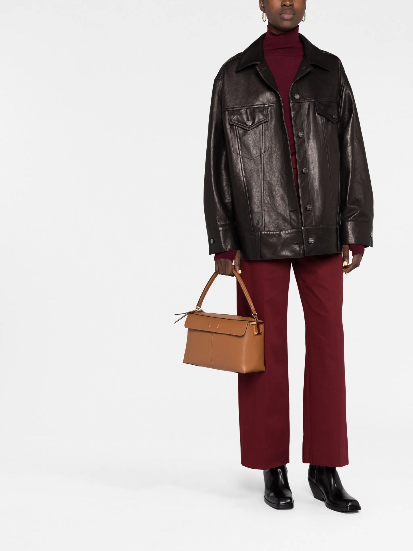 logo-charm leather tote bag