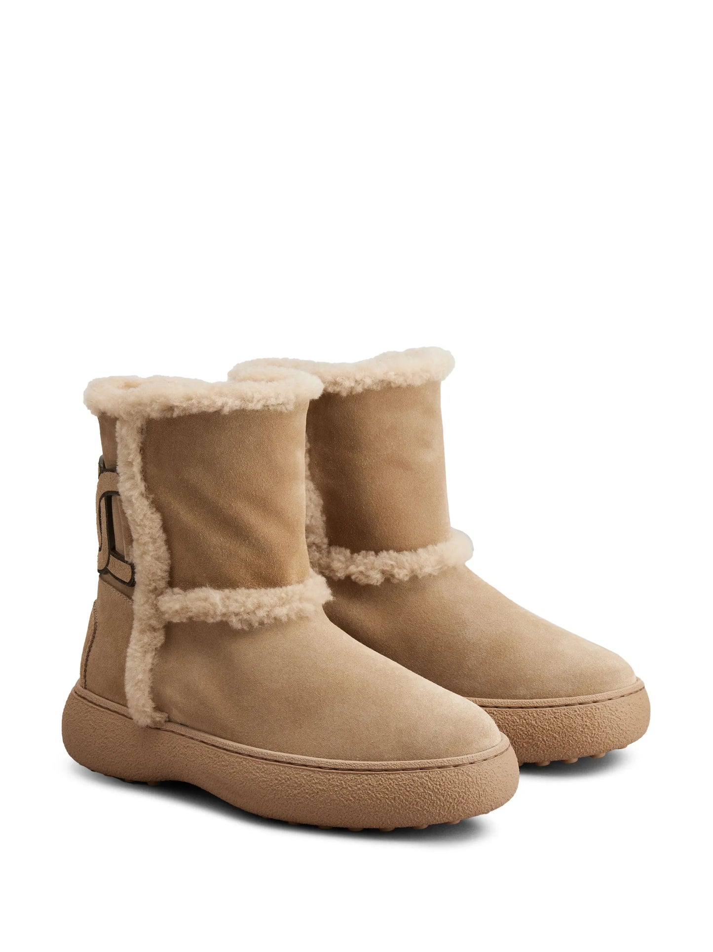 logo-patch suede boots