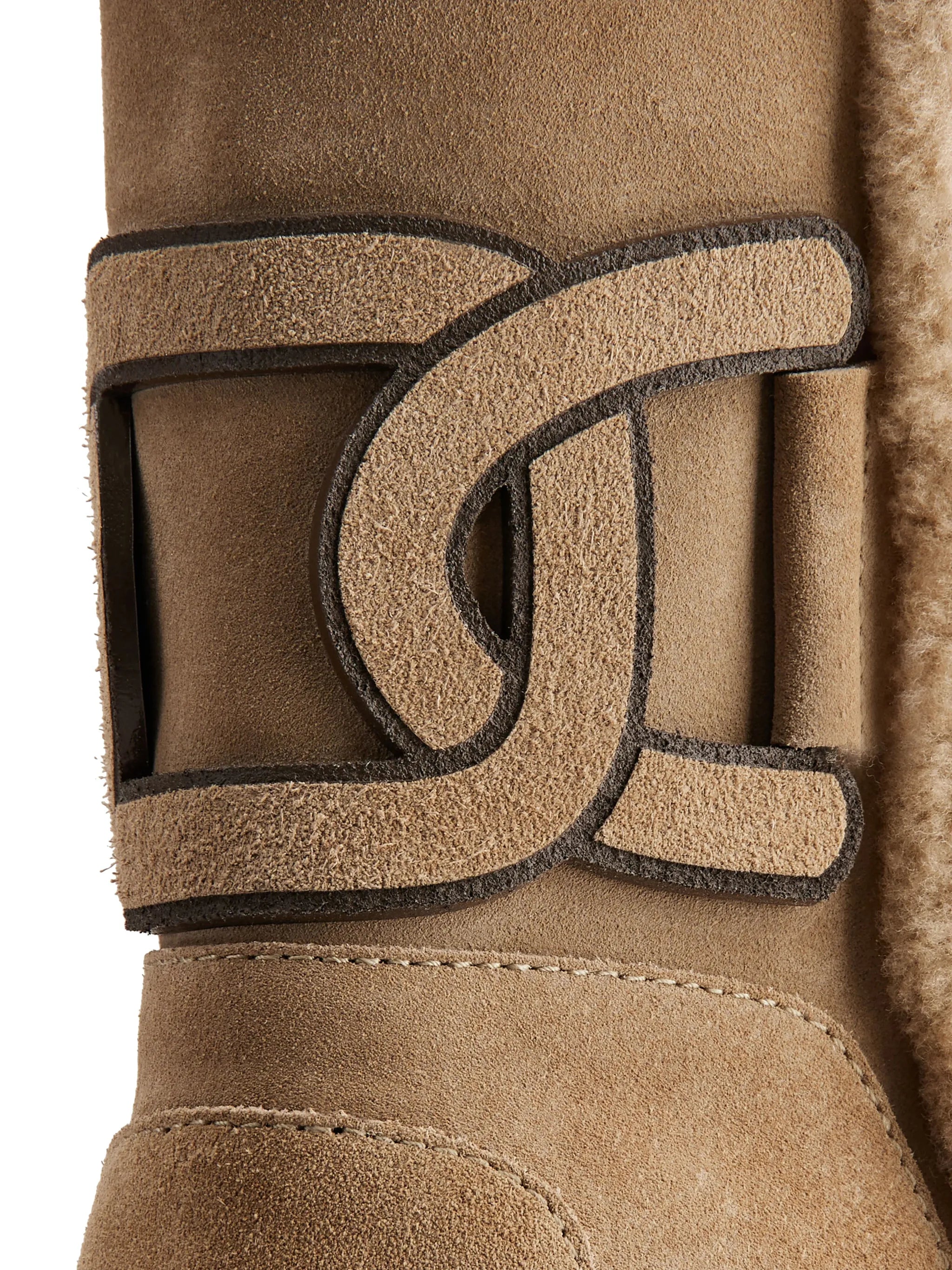 logo-patch suede boots
