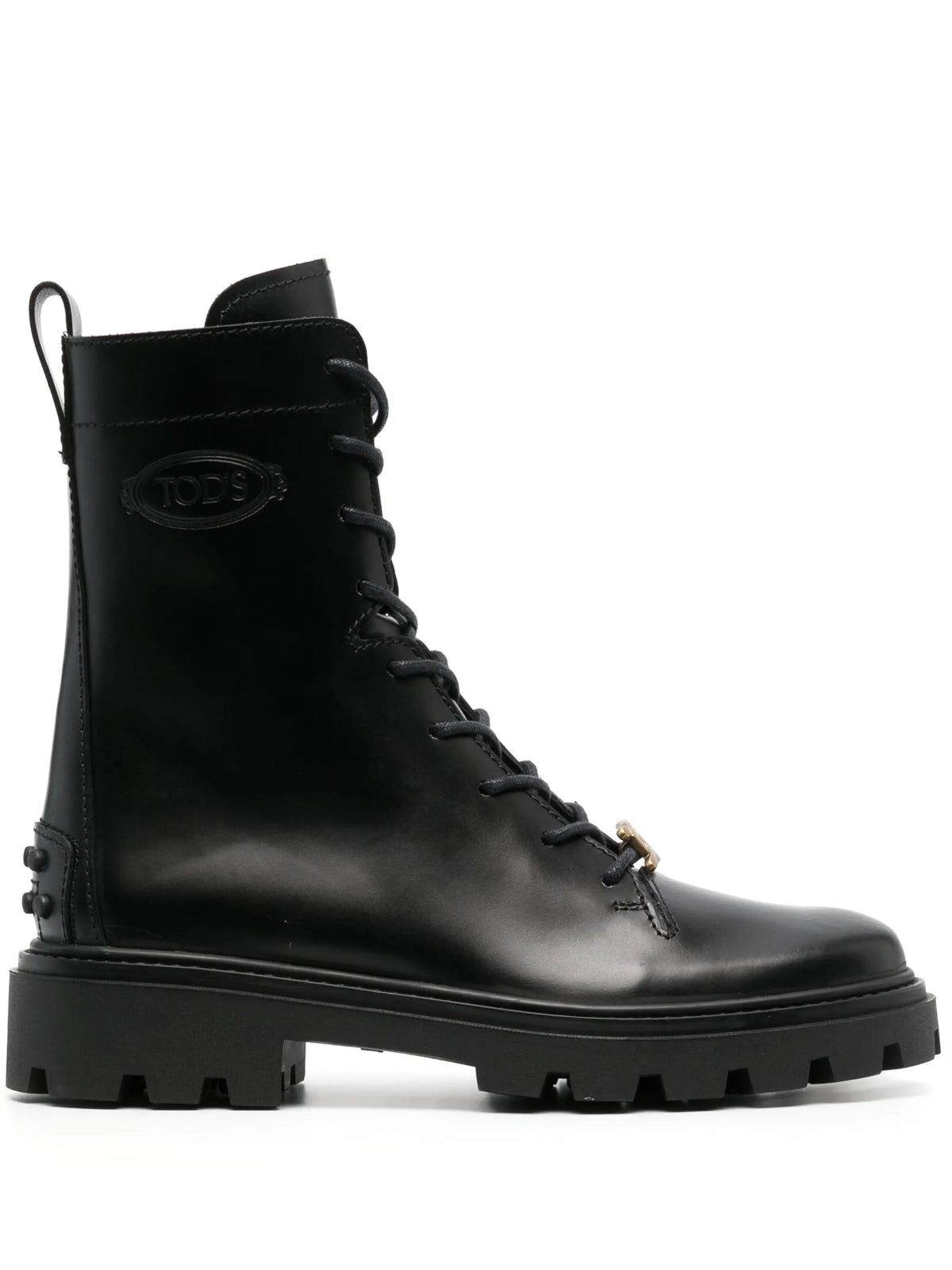 logo-plaque leather boots