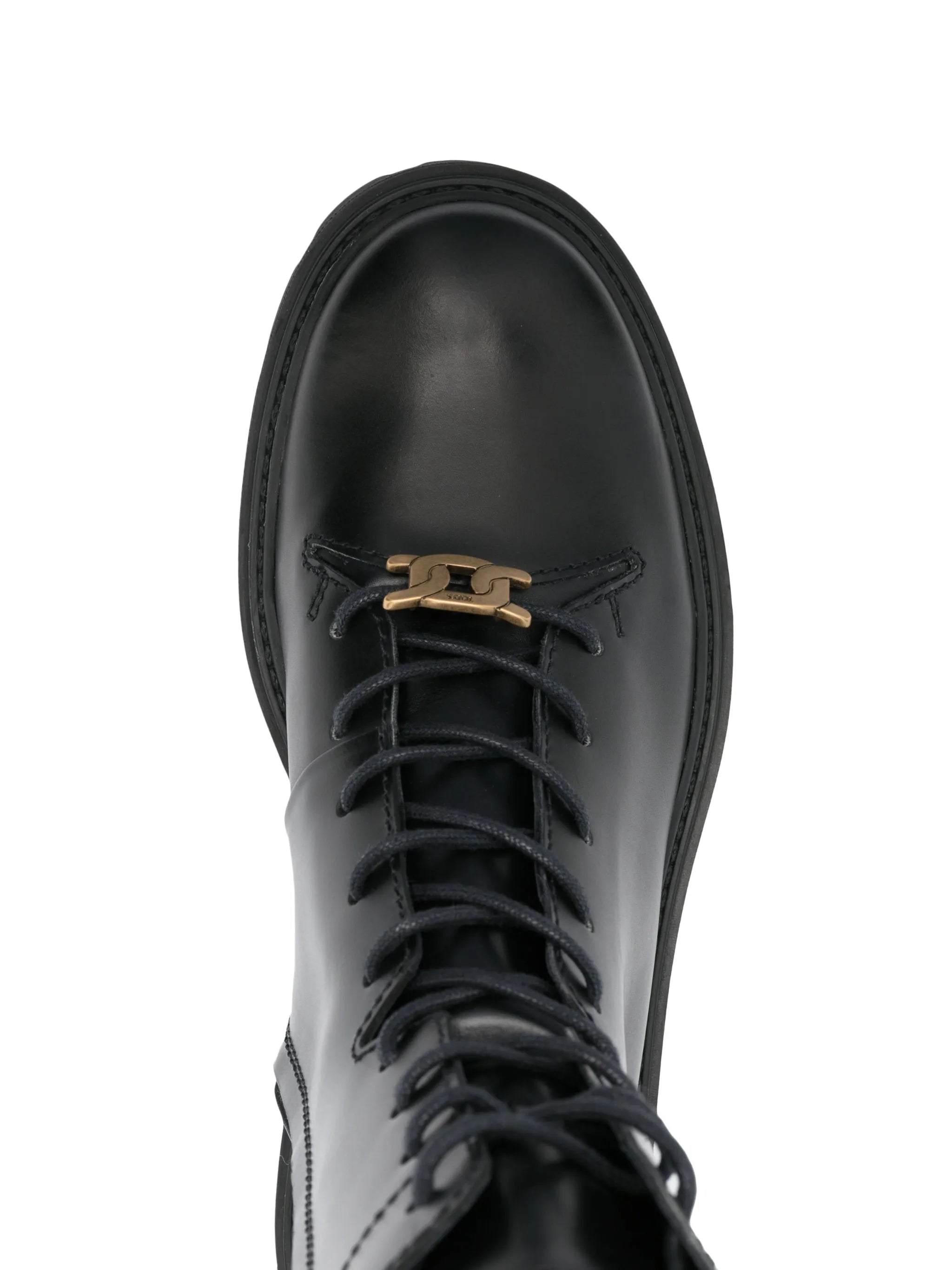 logo-plaque leather boots