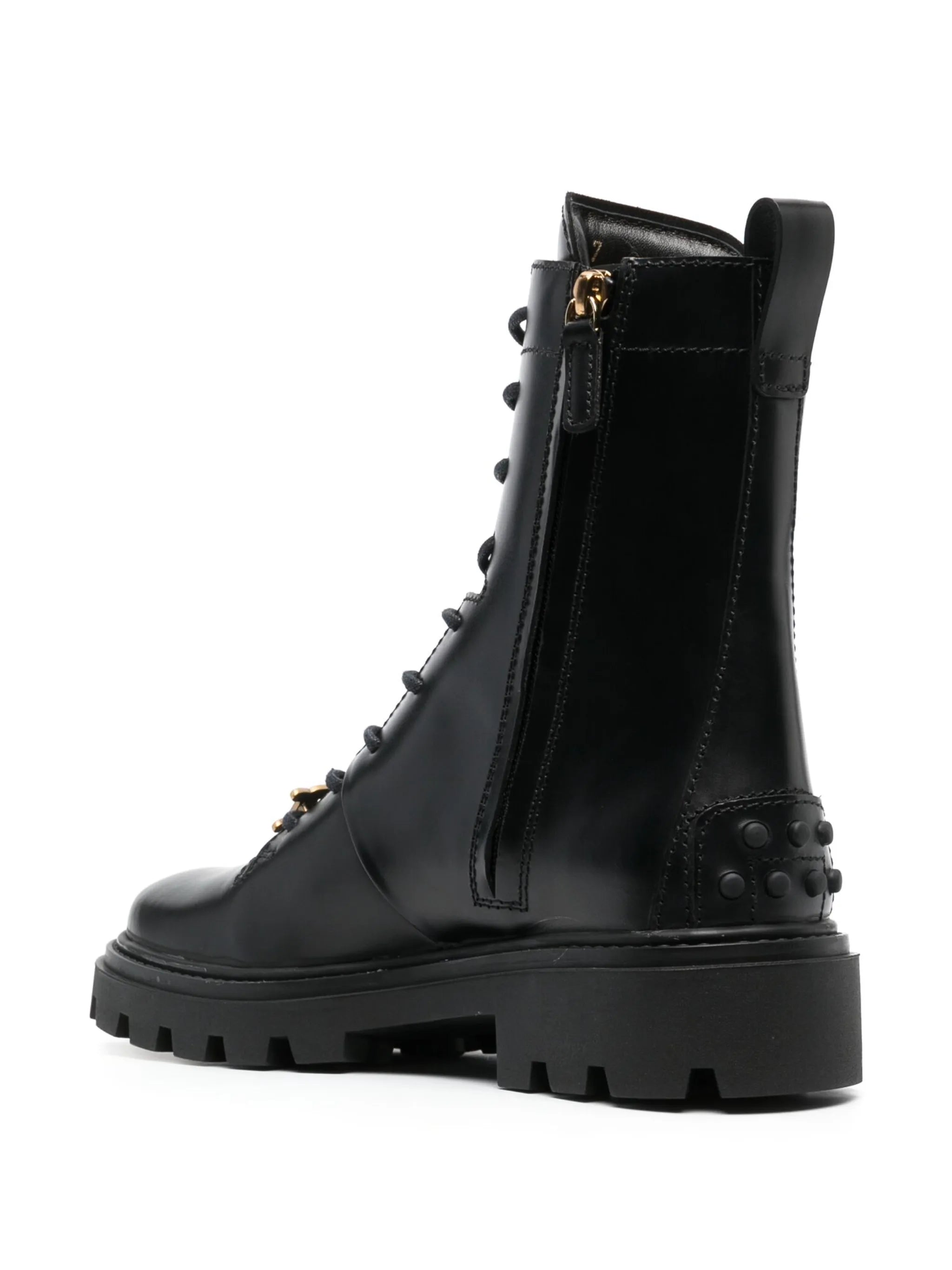 logo-plaque leather boots