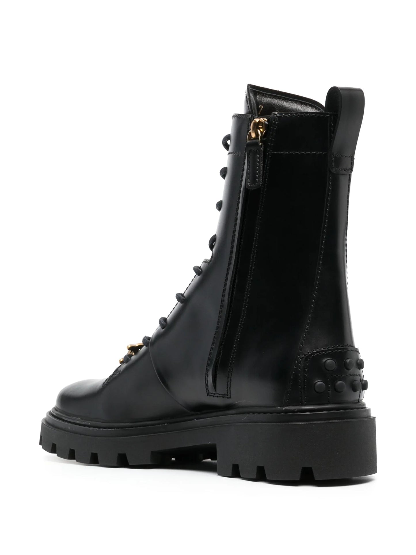 logo-plaque leather boots