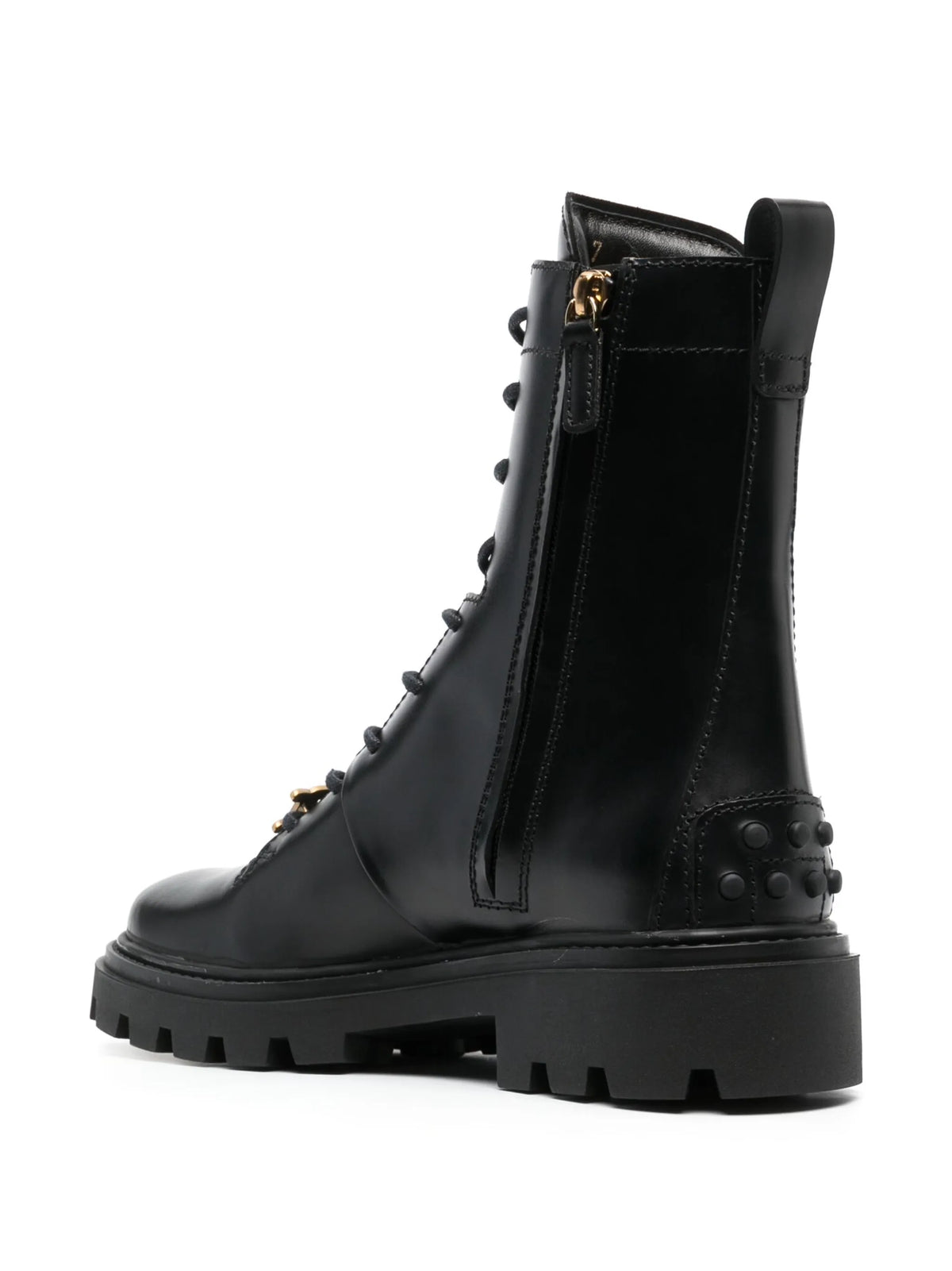 logo-plaque leather boots
