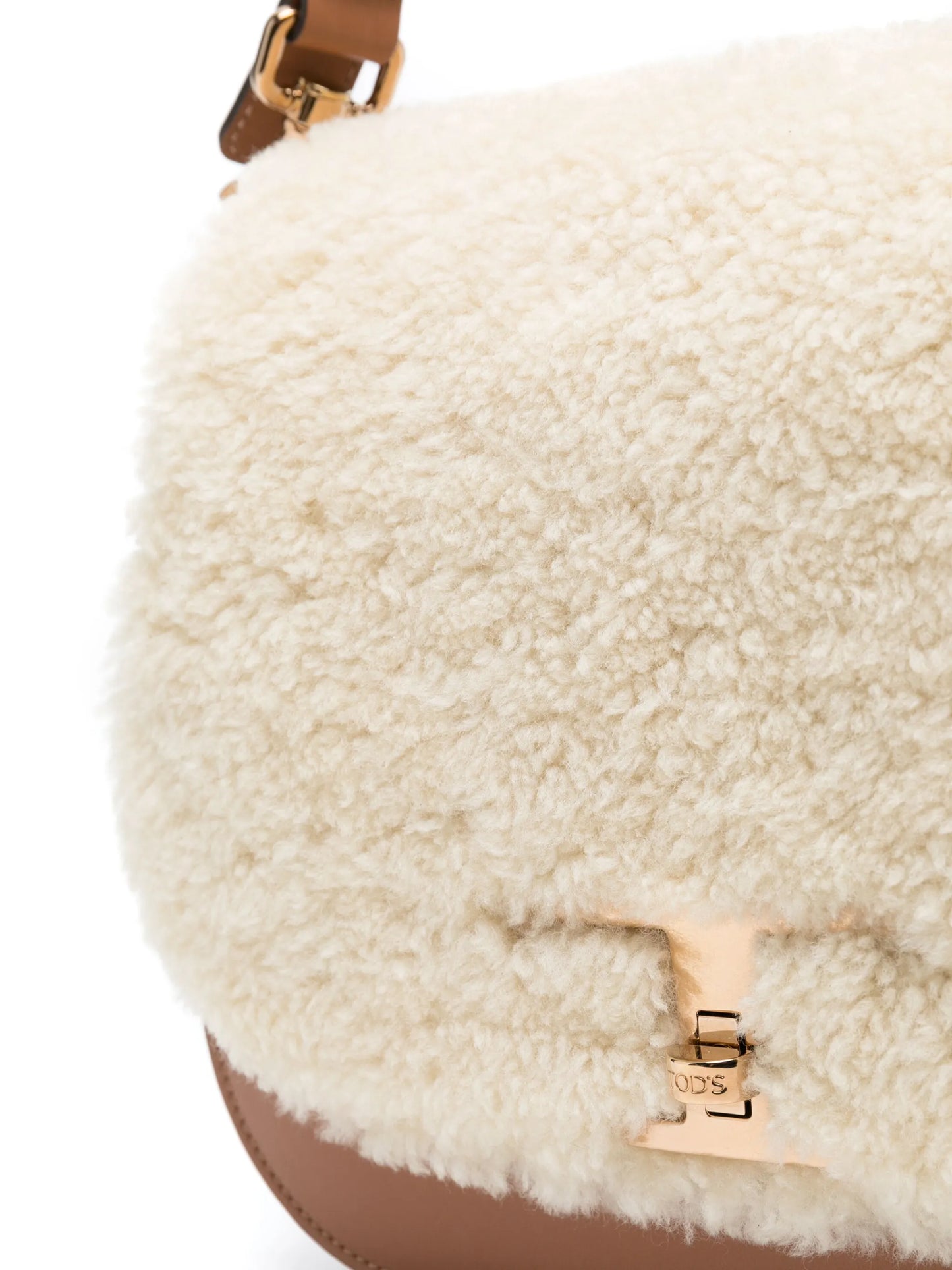 fleece-trim crossbody bag