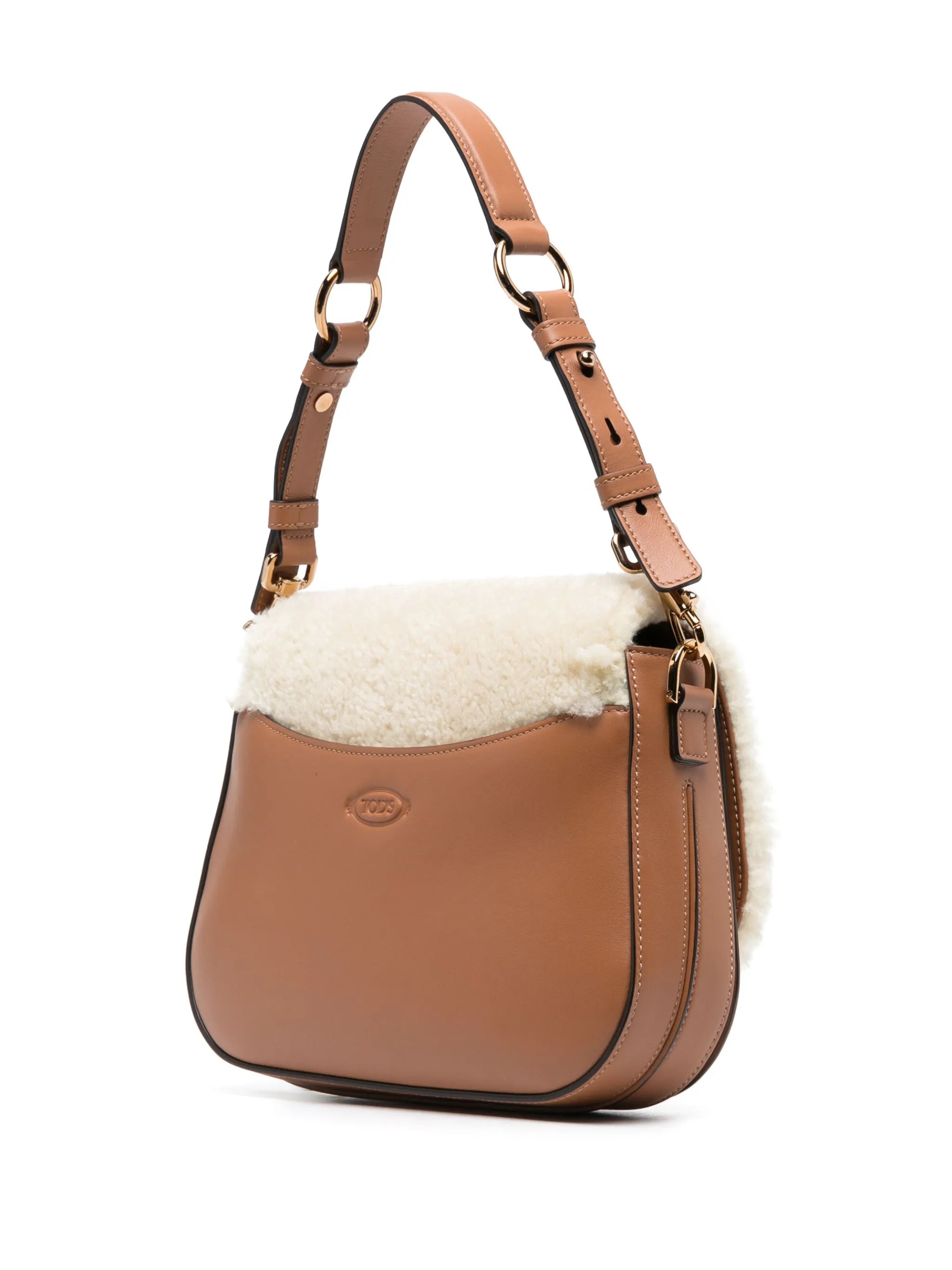 fleece-trim crossbody bag