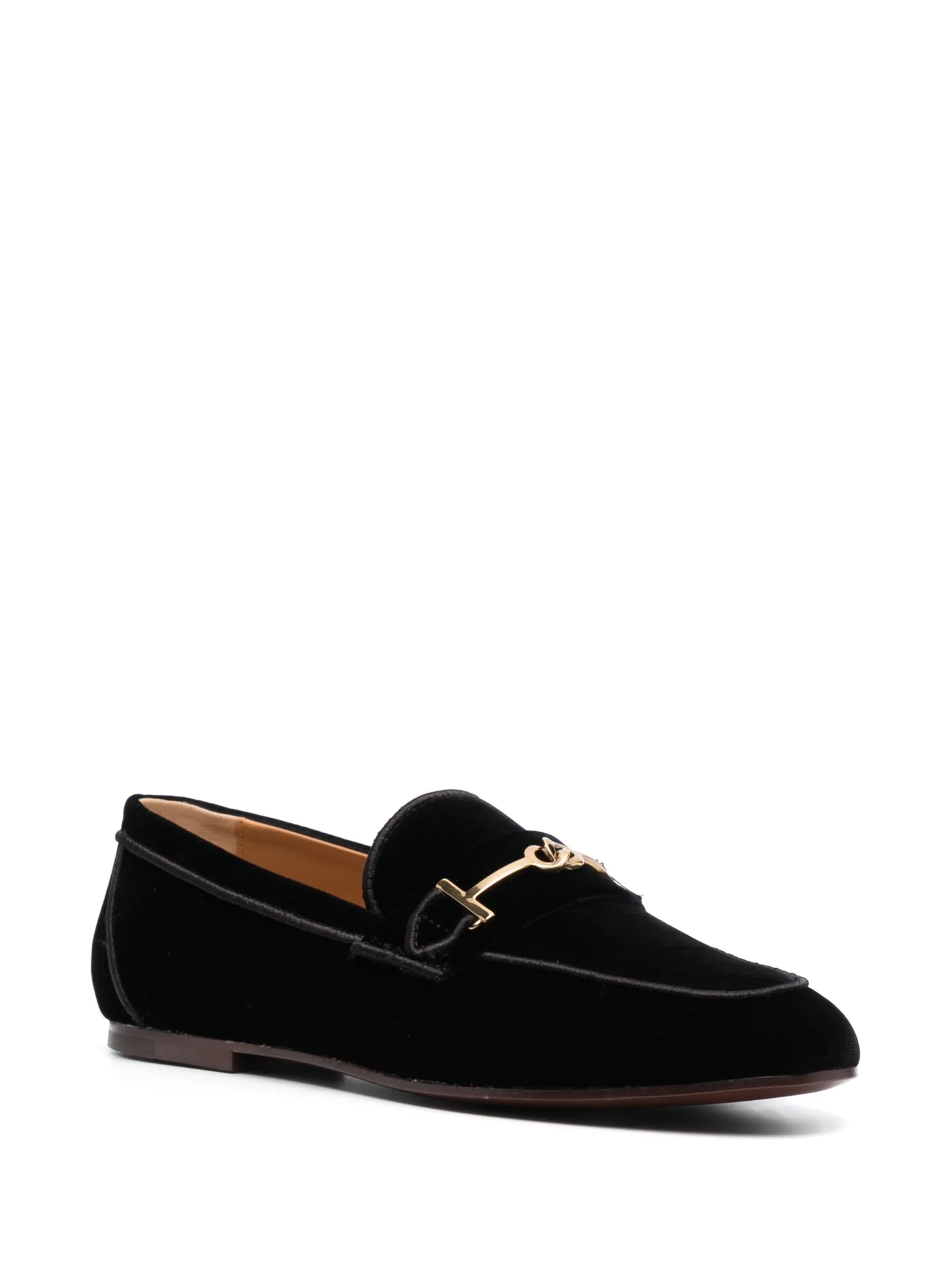 logo-detail velvet loafers