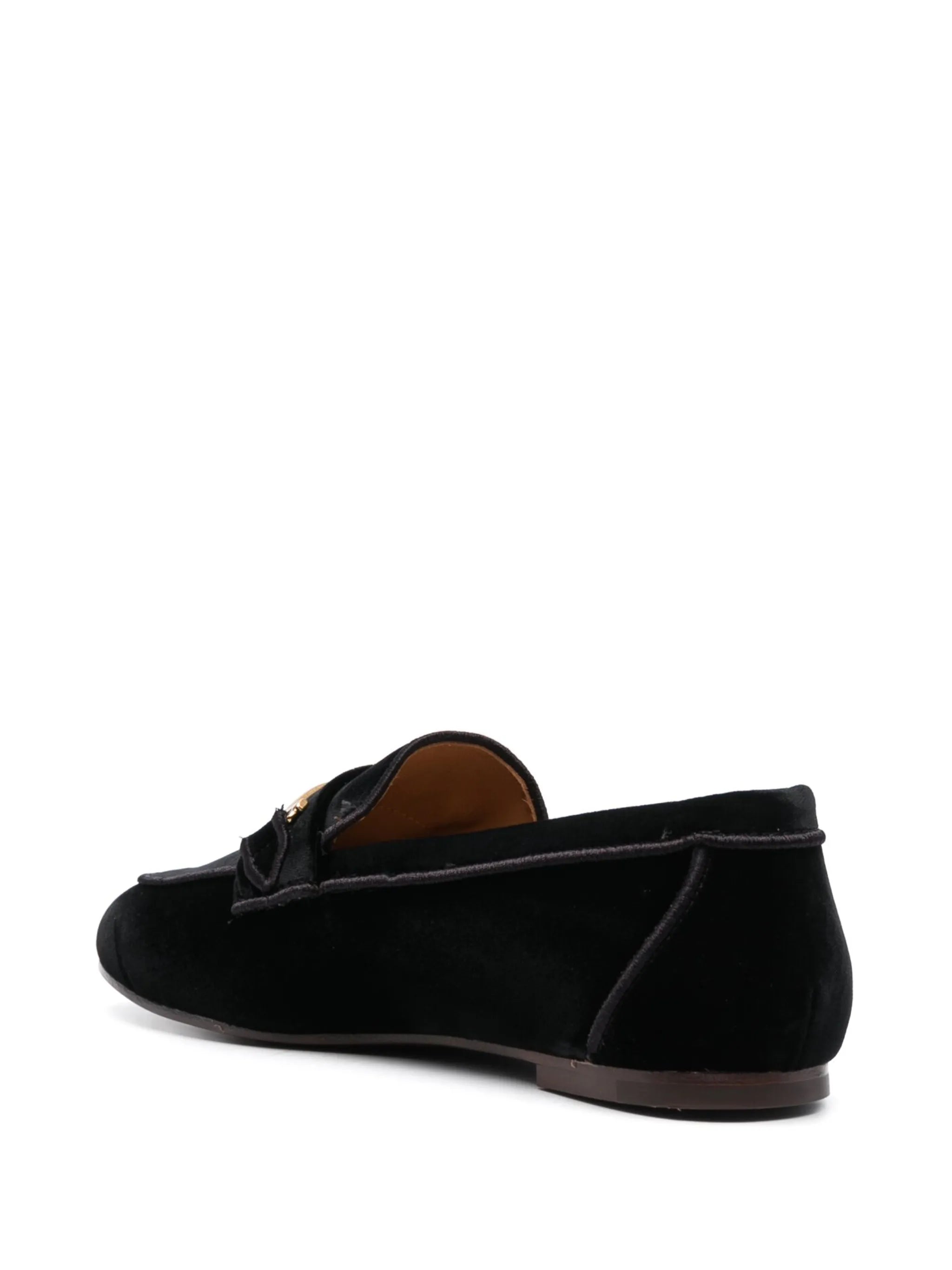 logo-detail velvet loafers