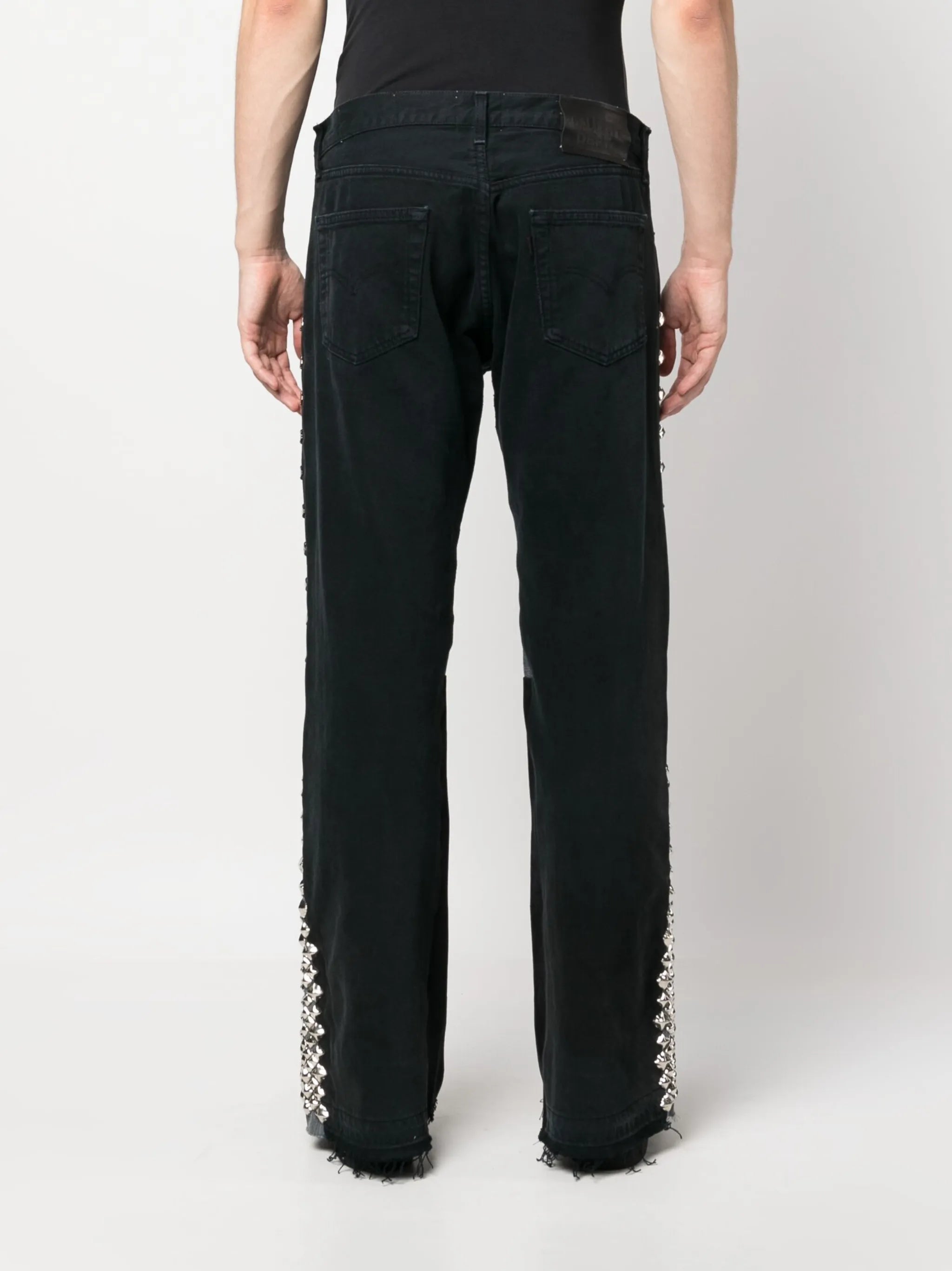 logo-patch spike-stud jeans