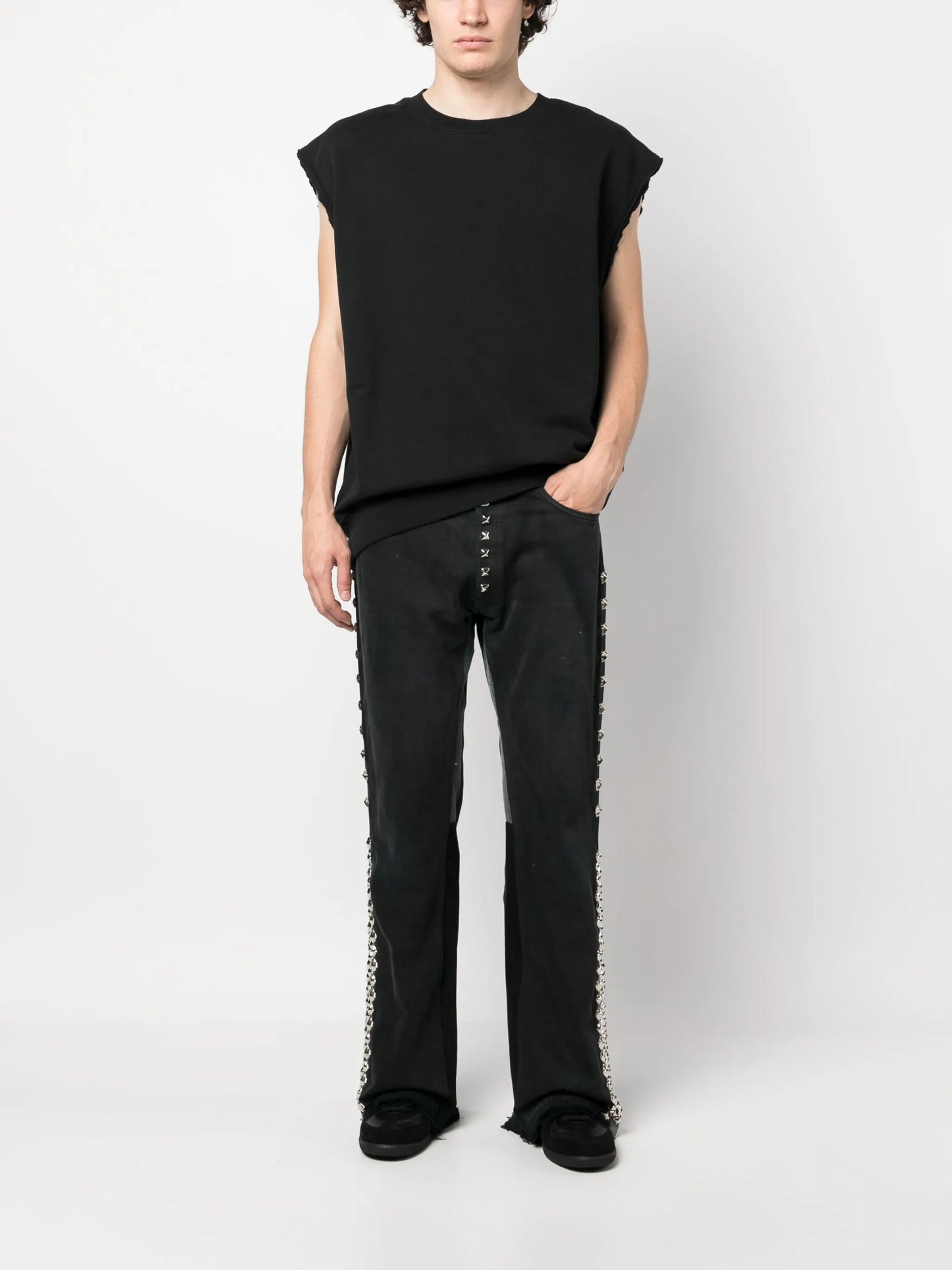 logo-patch spike-stud jeans