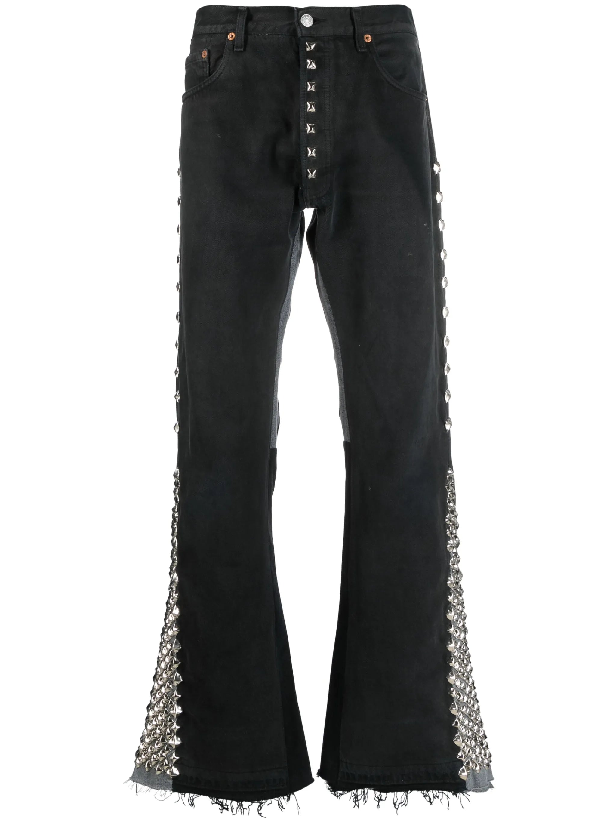 logo-patch spike-stud jeans