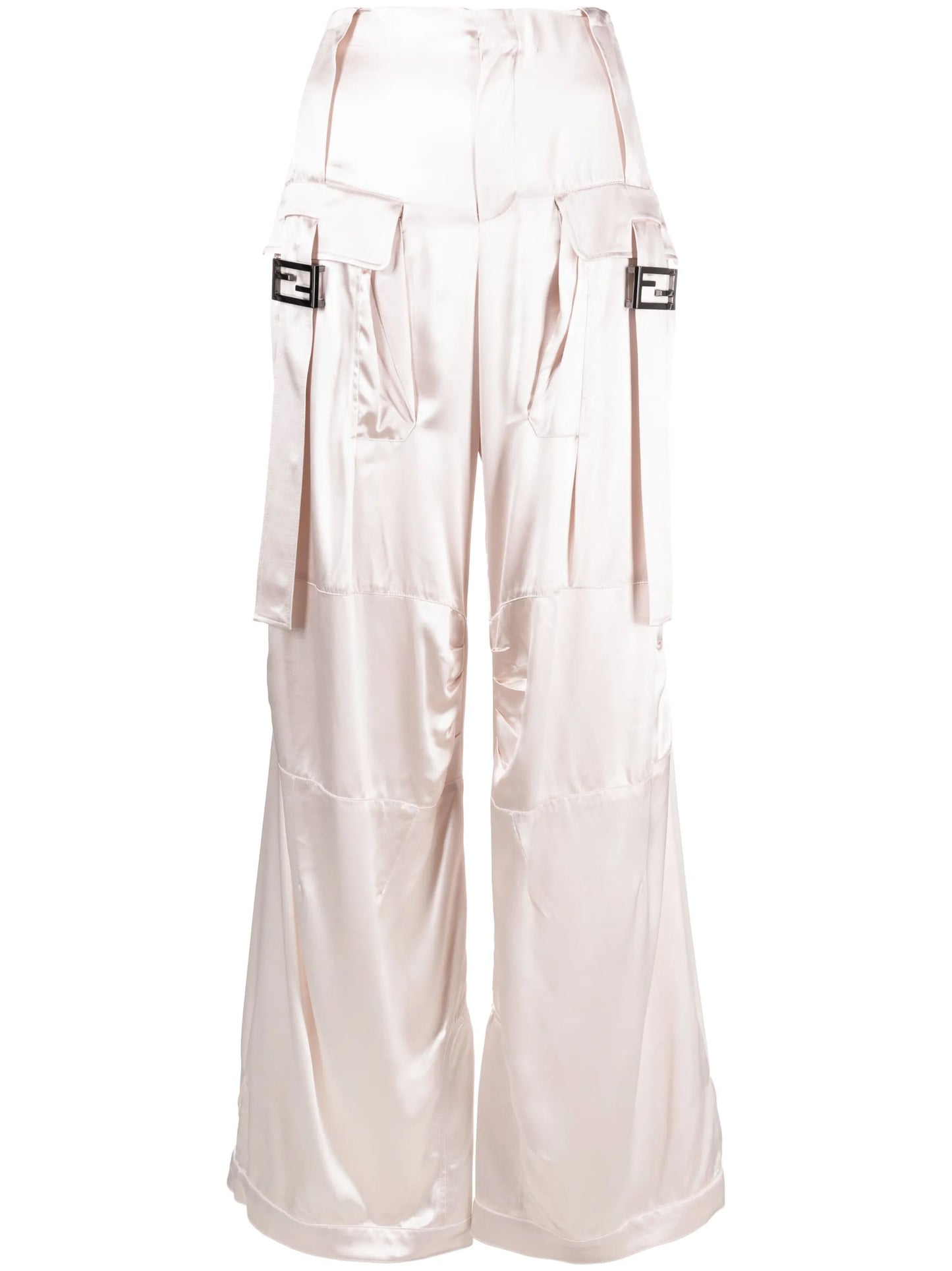 buckled satin cargo trousers