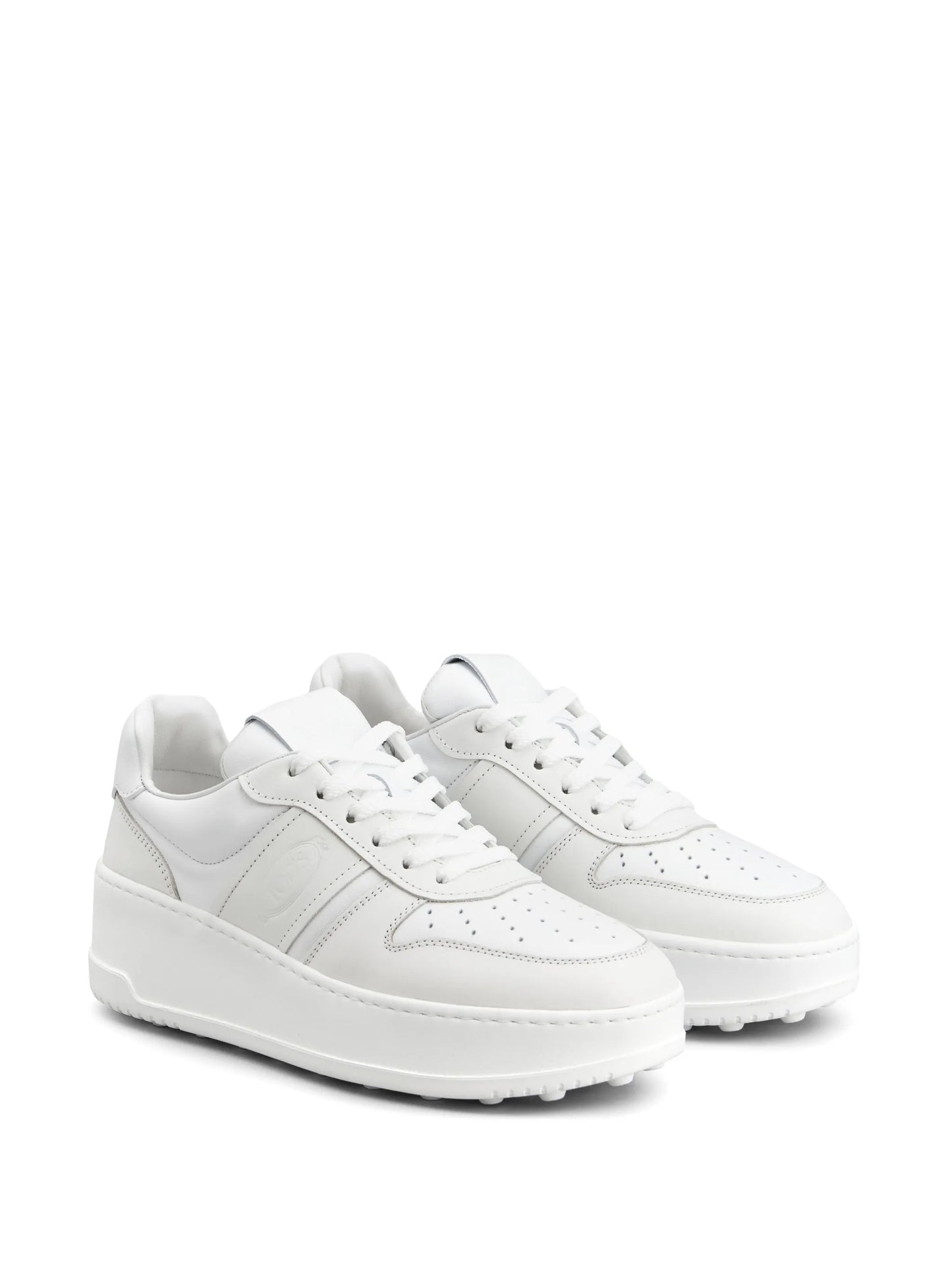 round-toe leather sneakers