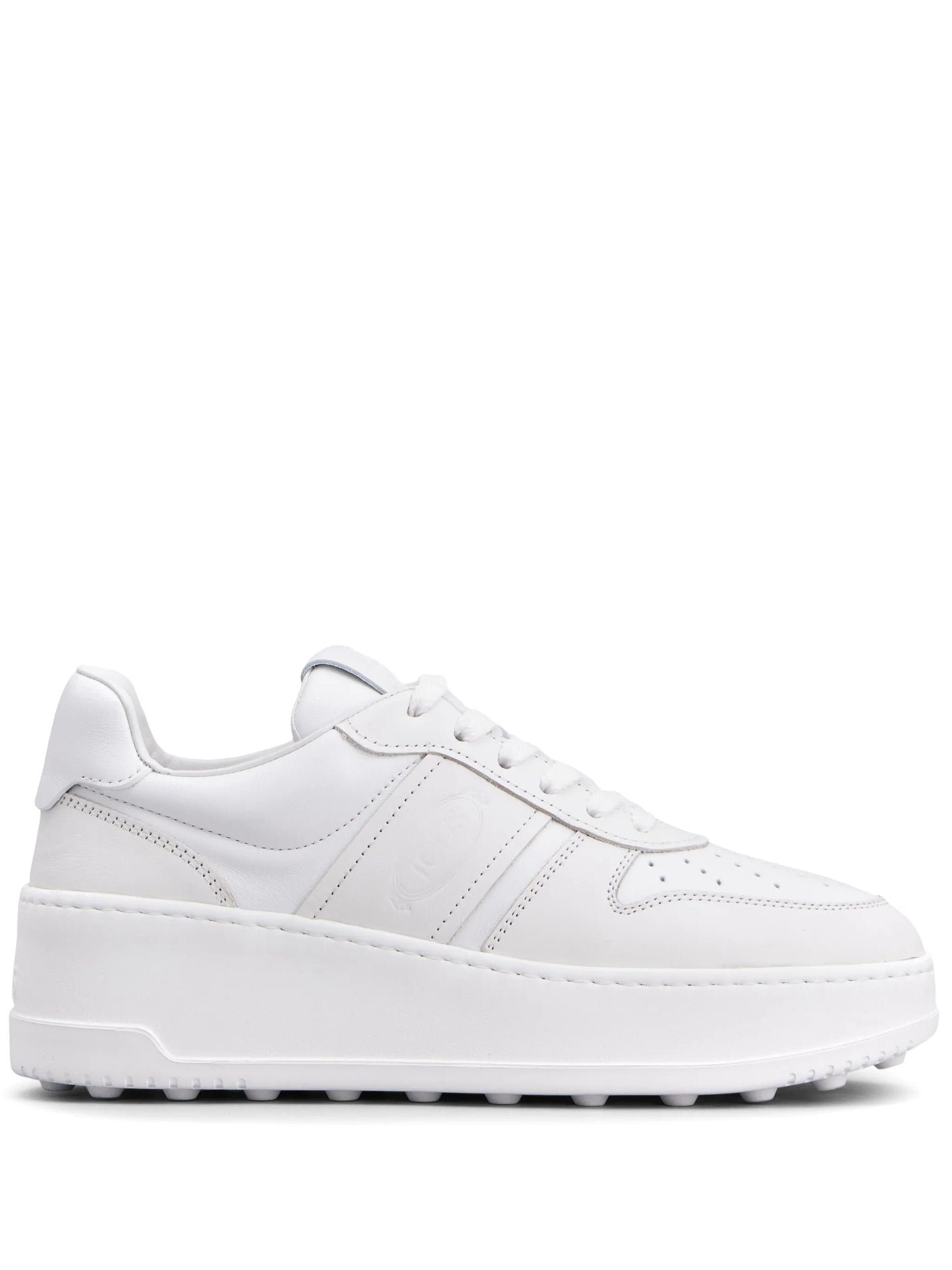 round-toe leather sneakers