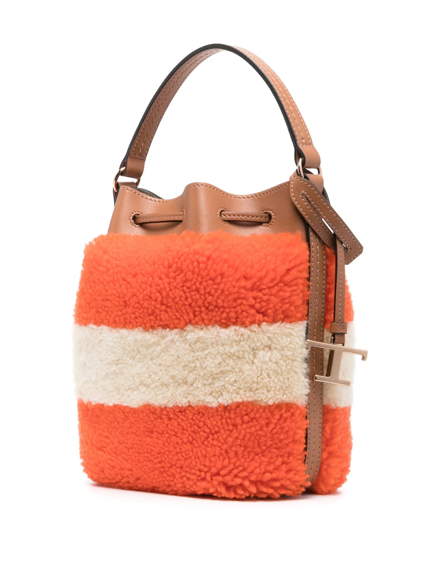 colour-block fleece bucket bag