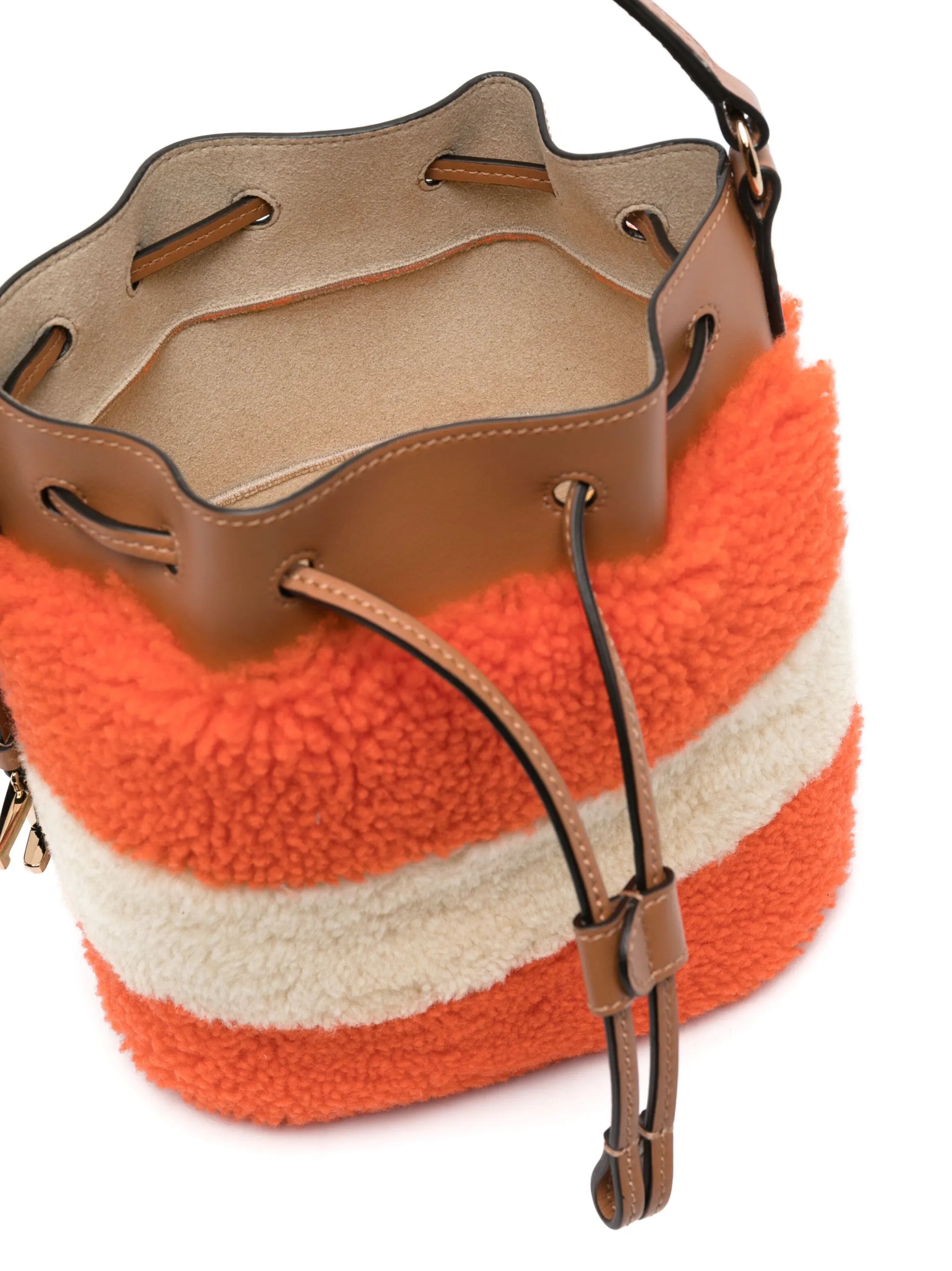 colour-block fleece bucket bag