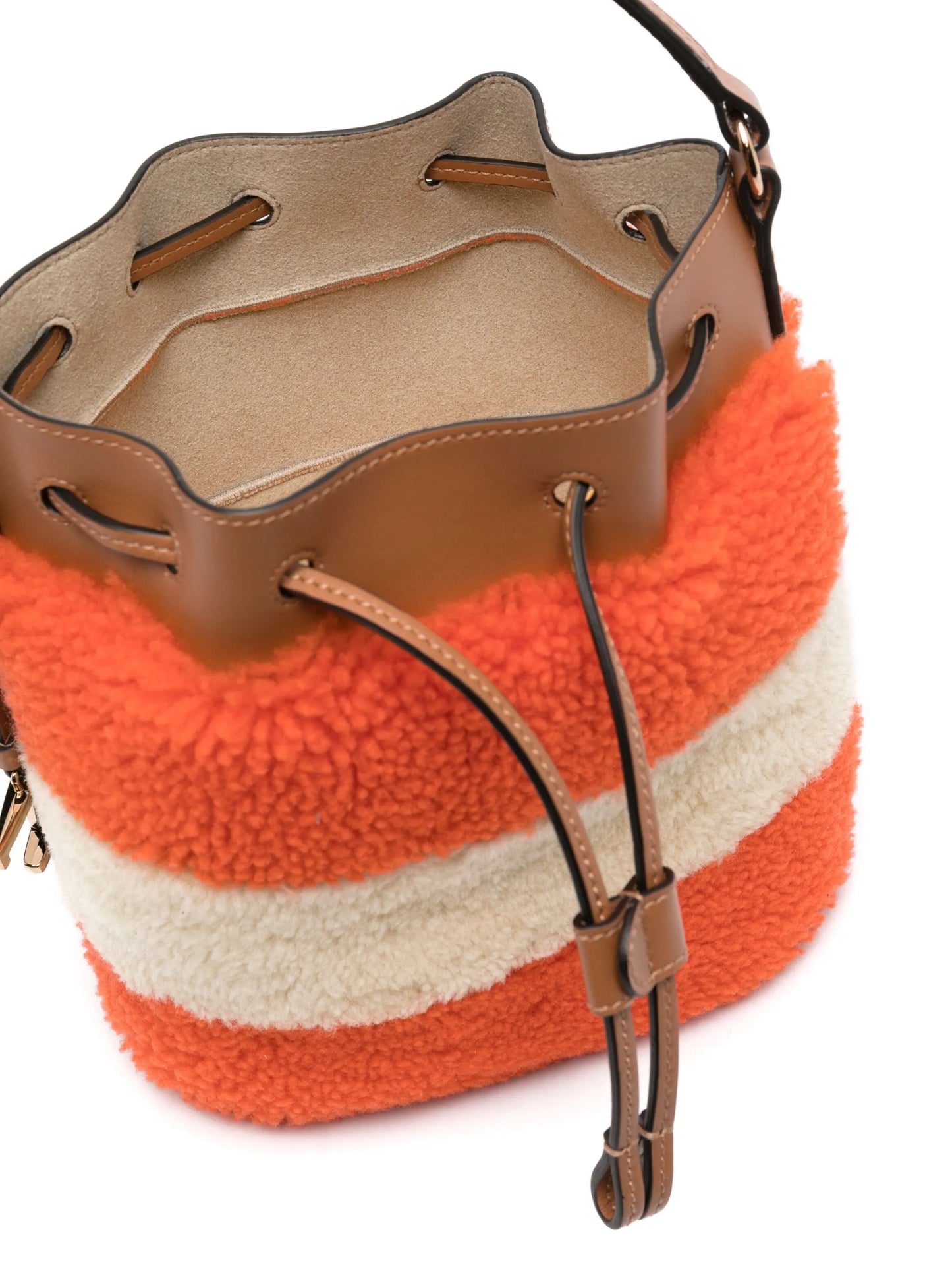 colour-block fleece bucket bag
