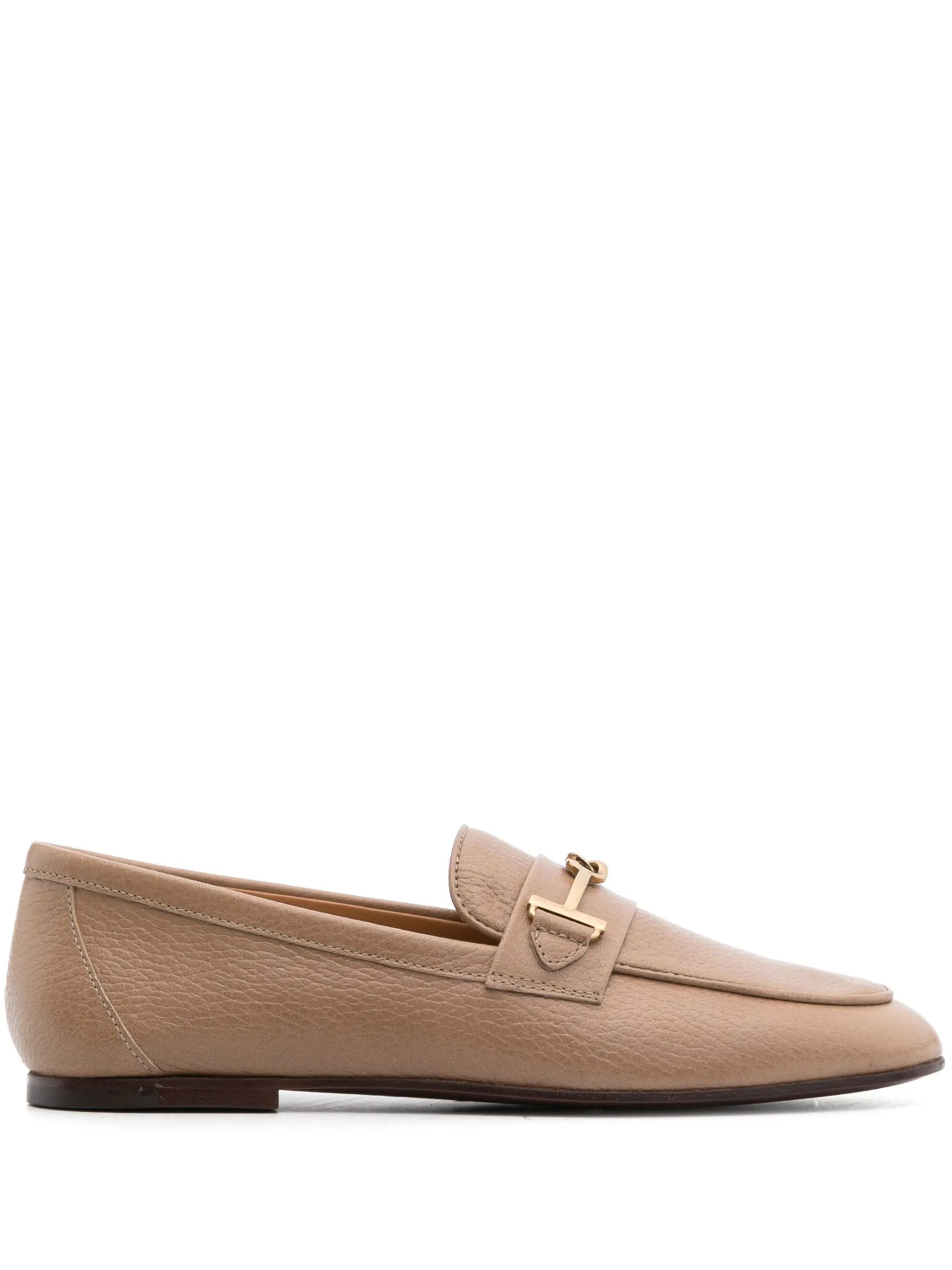 logo-plaque leather loafers