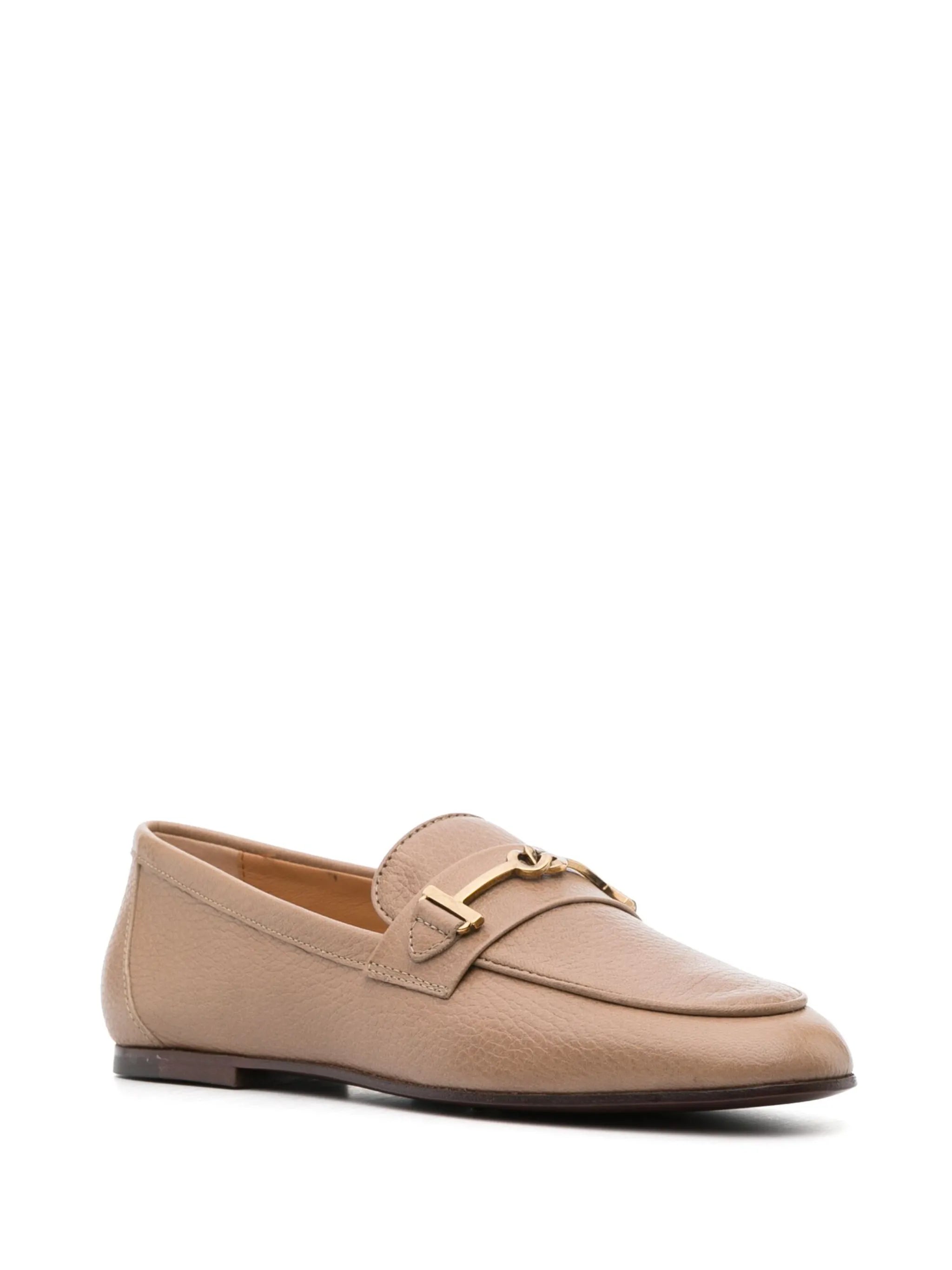 logo-plaque leather loafers