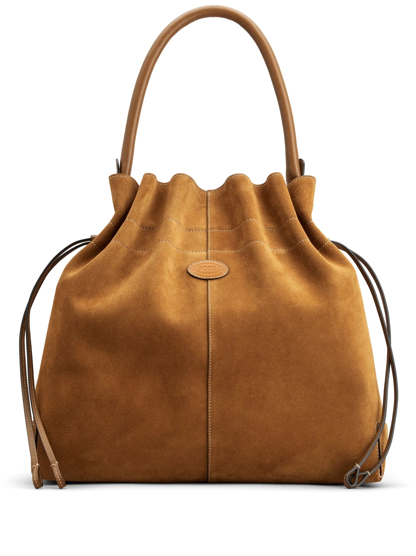 logo-patch suede bucket bag