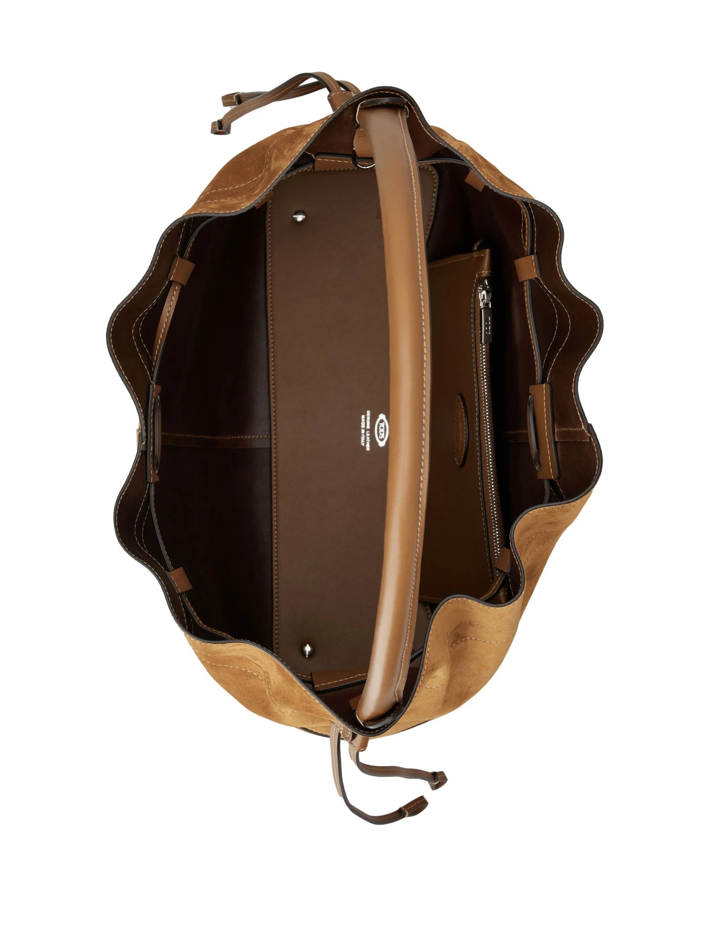 logo-patch suede bucket bag