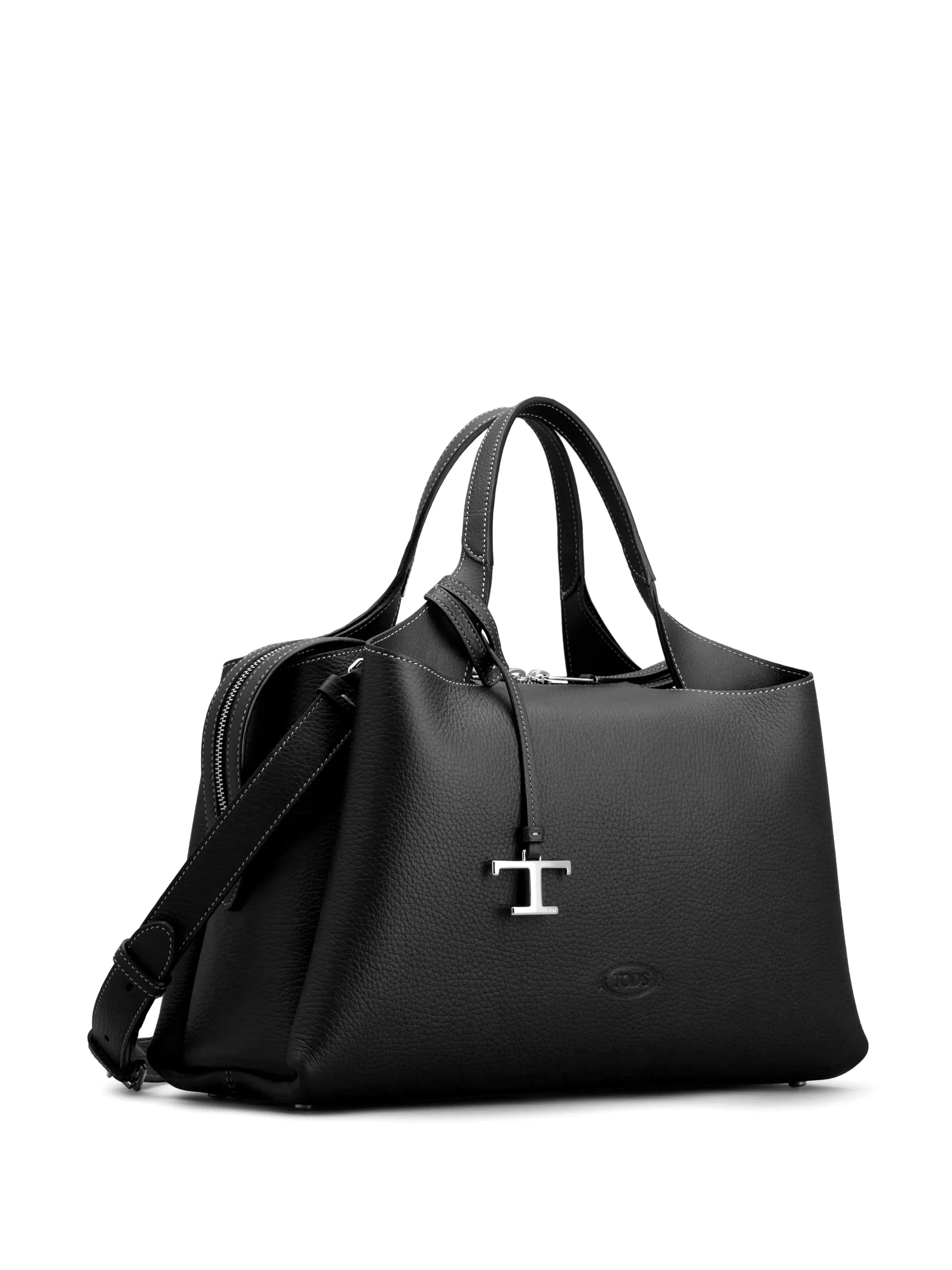 logo-pendant leather shoulder bag