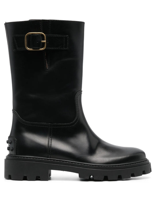 buckle-detail leather boots