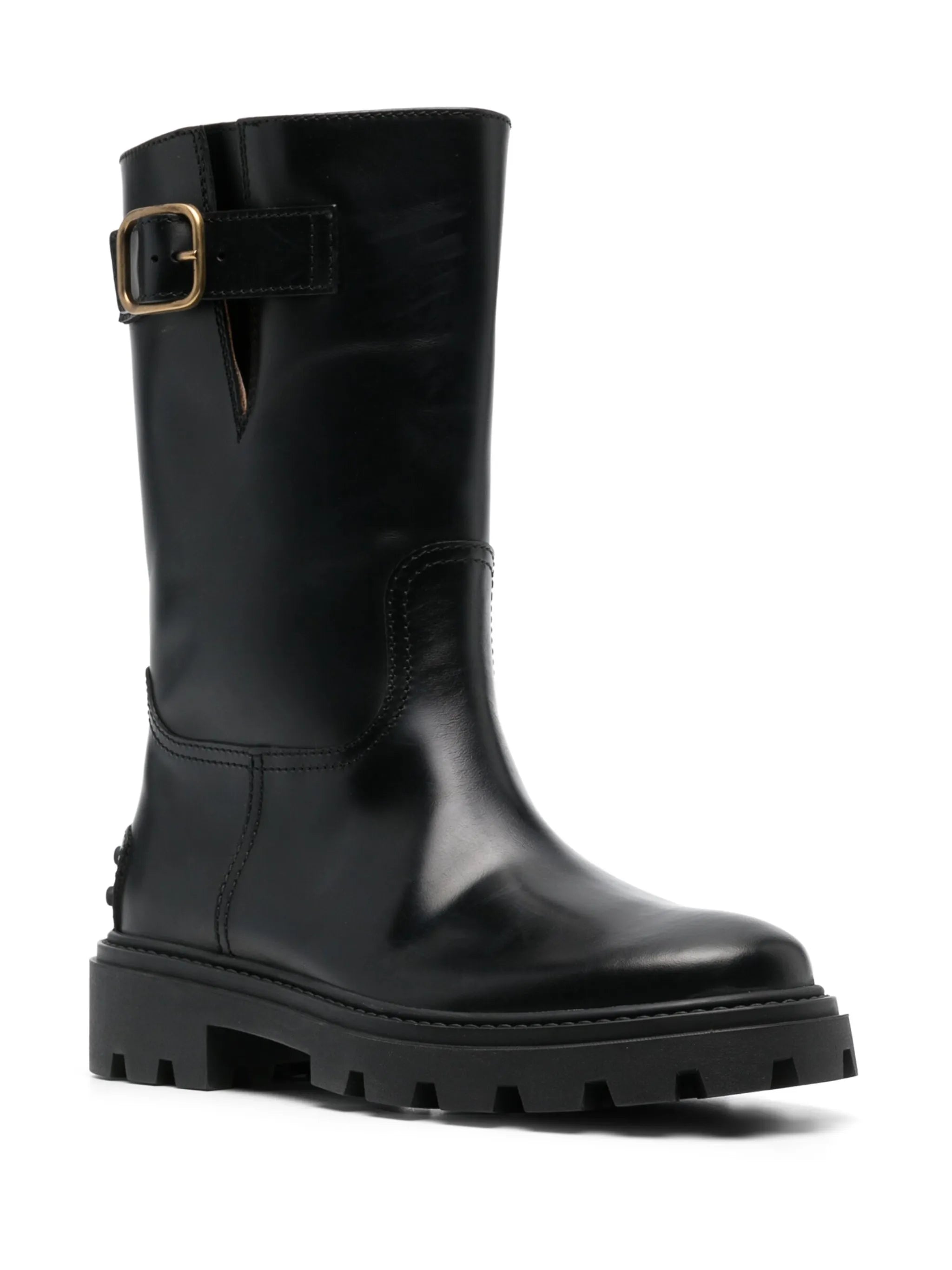 buckle-detail leather boots