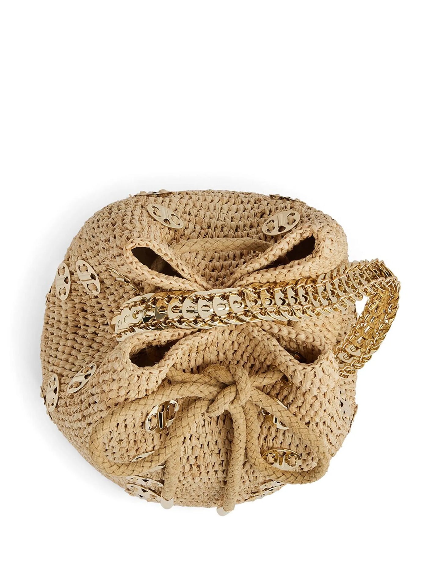 1969 embellished raffia bucket bag