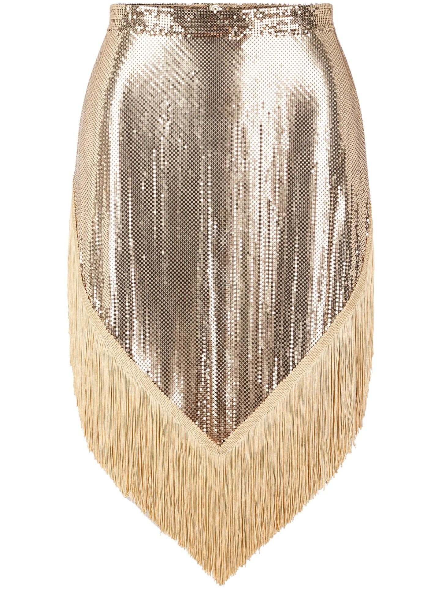 chainmail fringed-hem  skirt