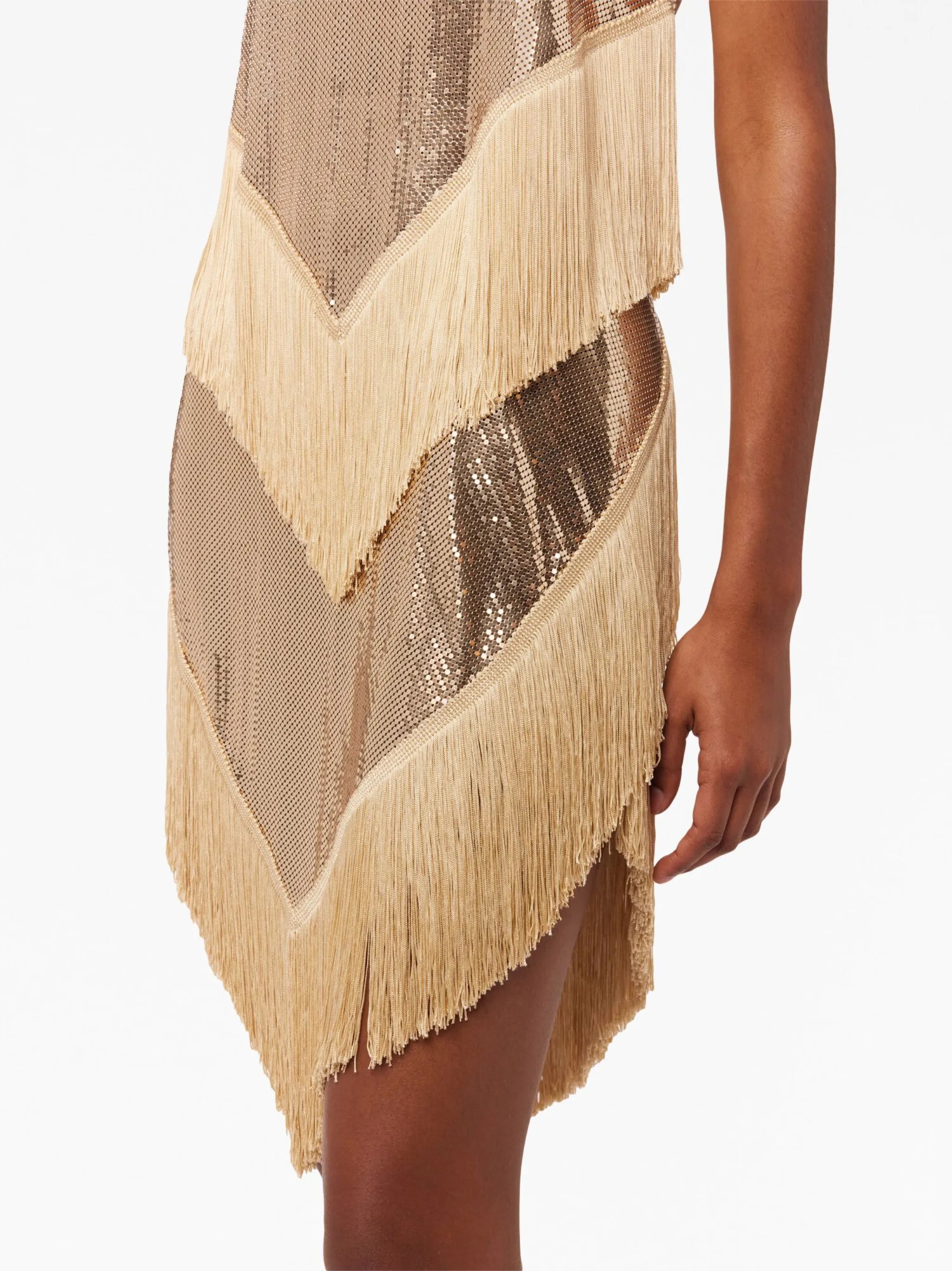 chainmail fringed-hem  skirt