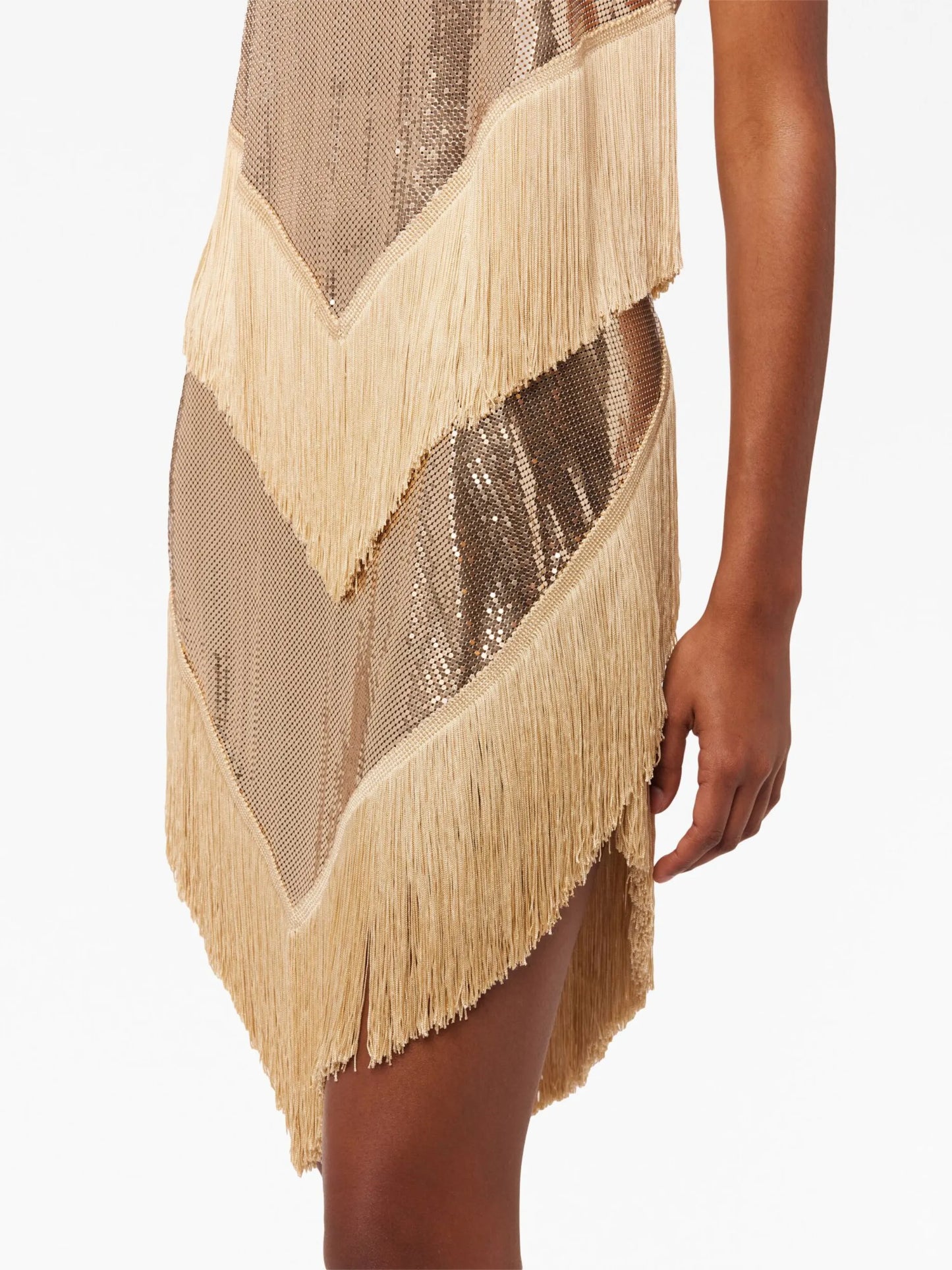 chainmail fringed-hem  skirt