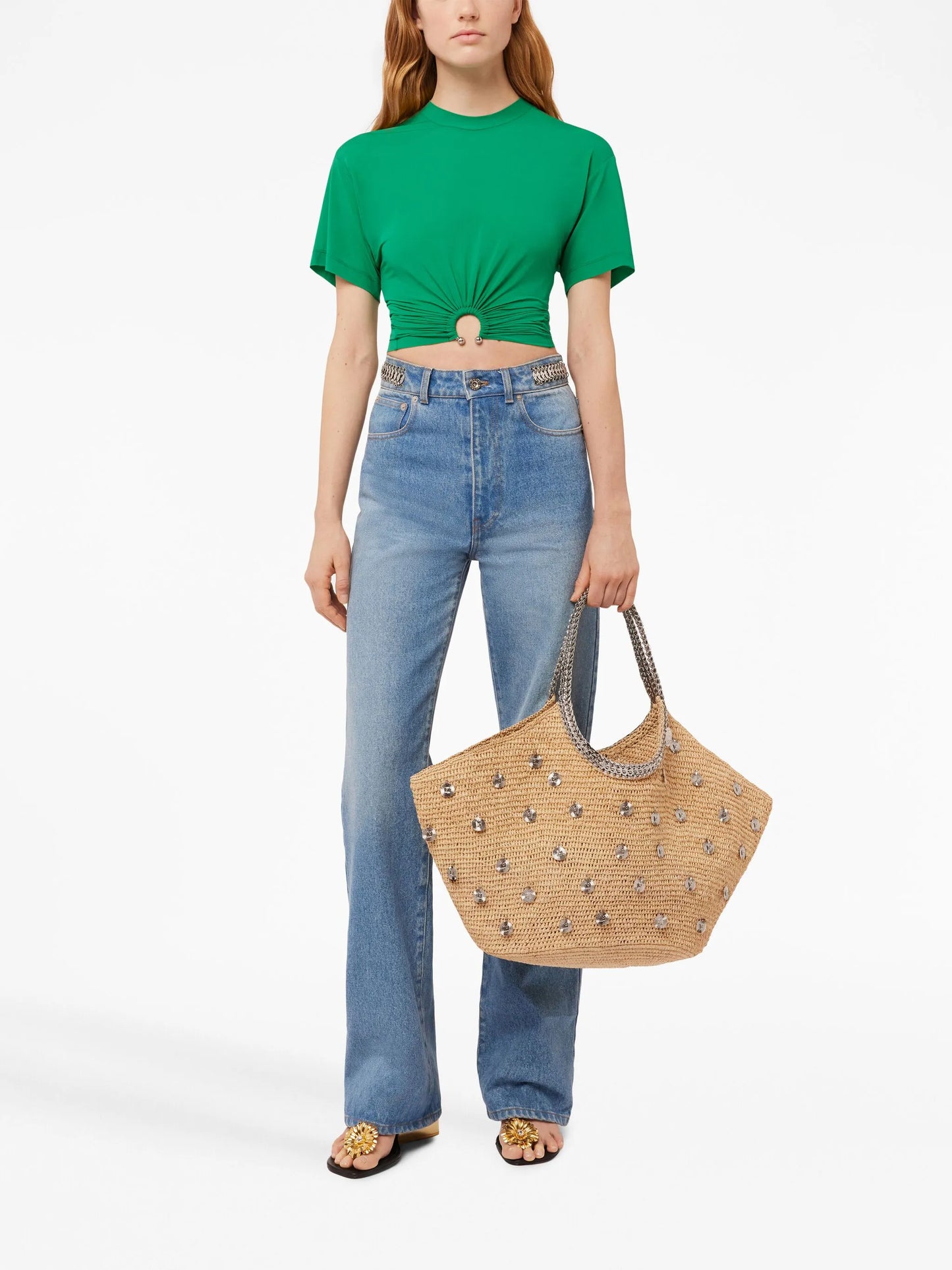 gathered short-sleeve T-shirt