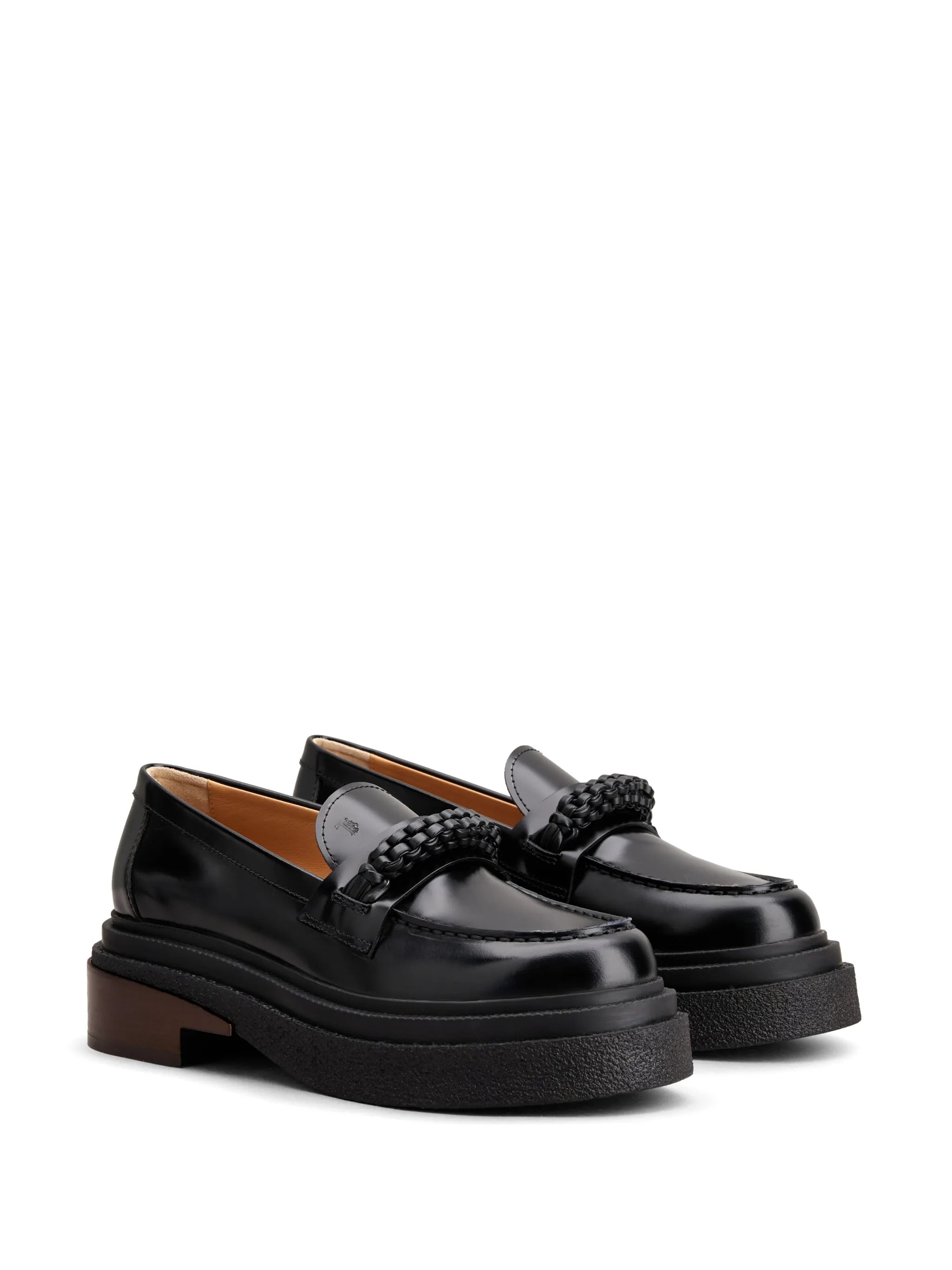 almond-toe leather loafers