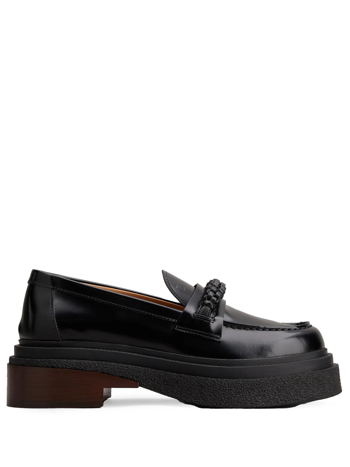 almond-toe leather loafers