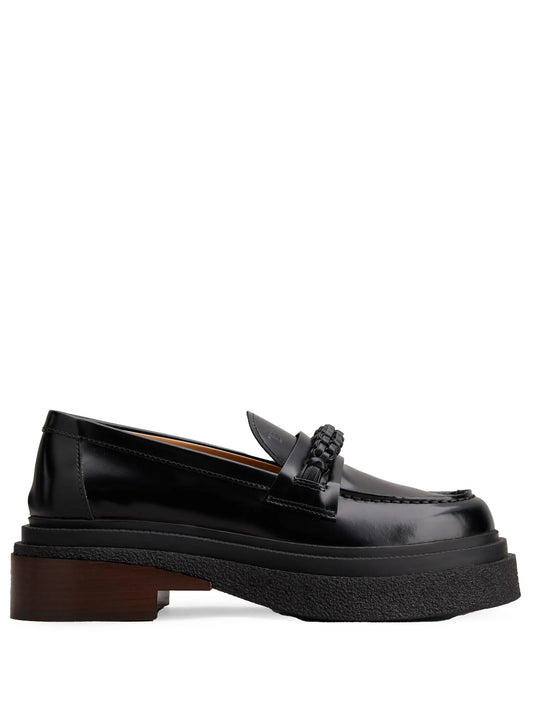 almond-toe leather loafers