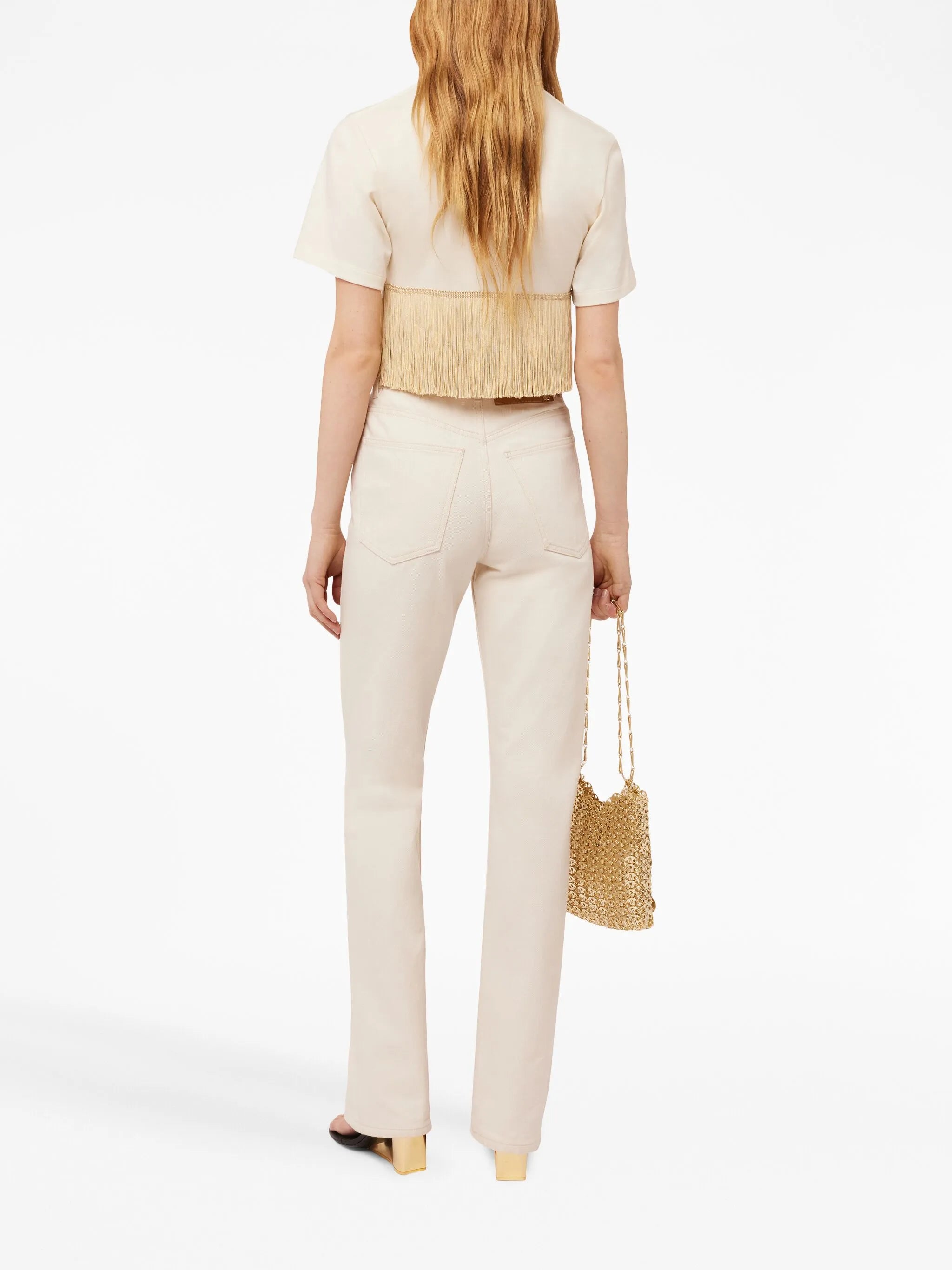fringed-trimmed cropped T-shirt