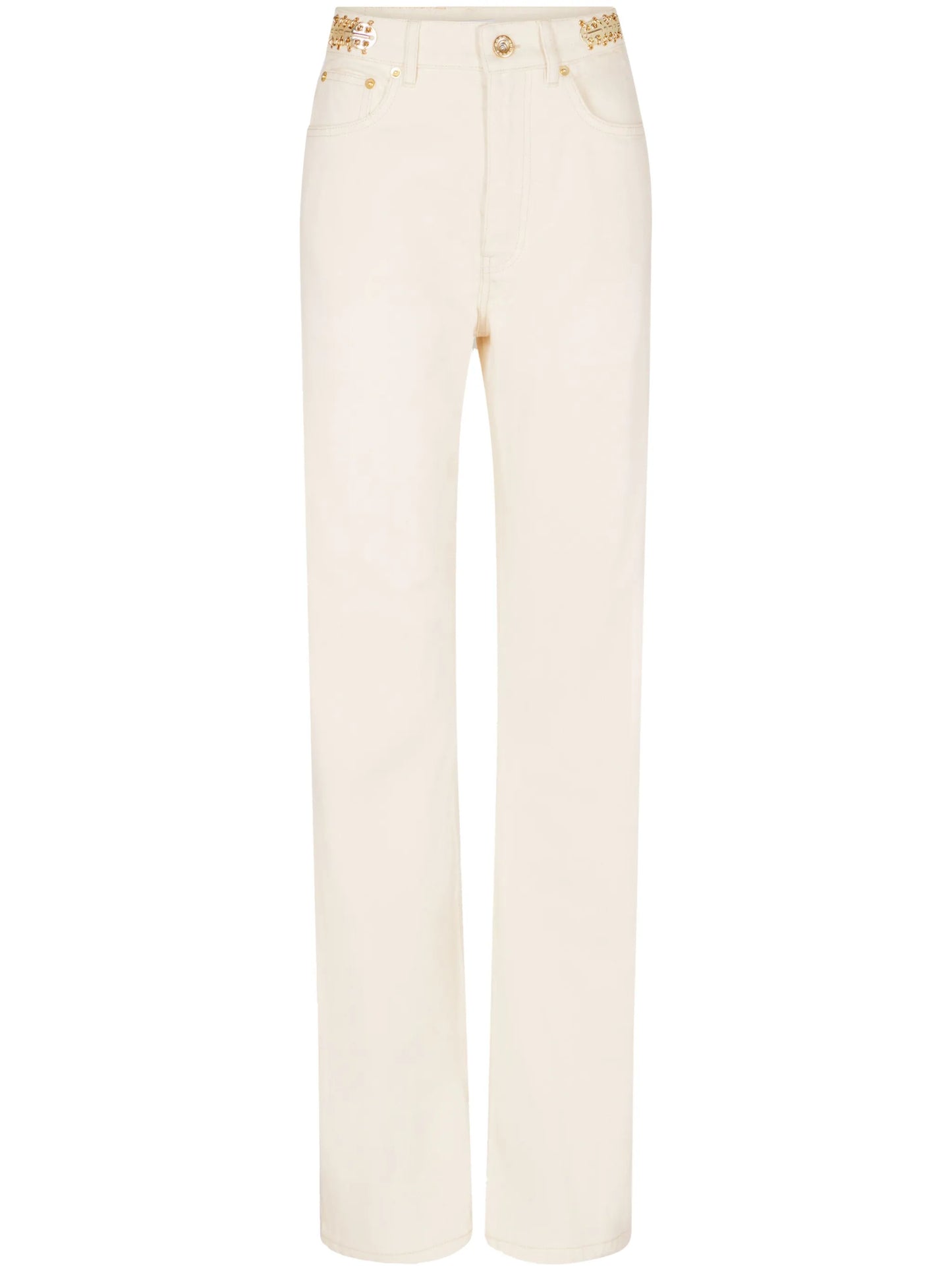 Disc-embellished straight-leg trousers