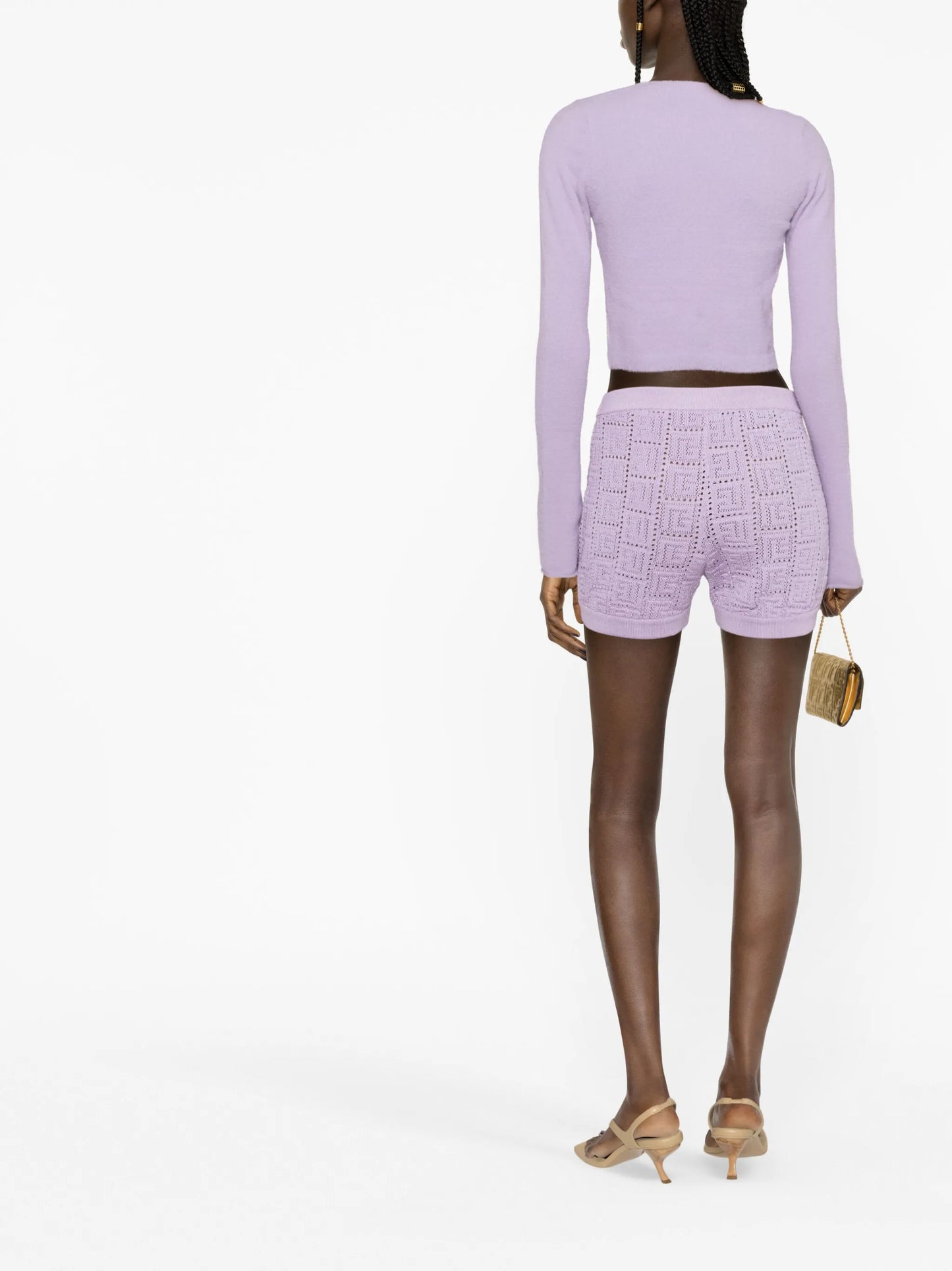 monogram mesh knitted shorts