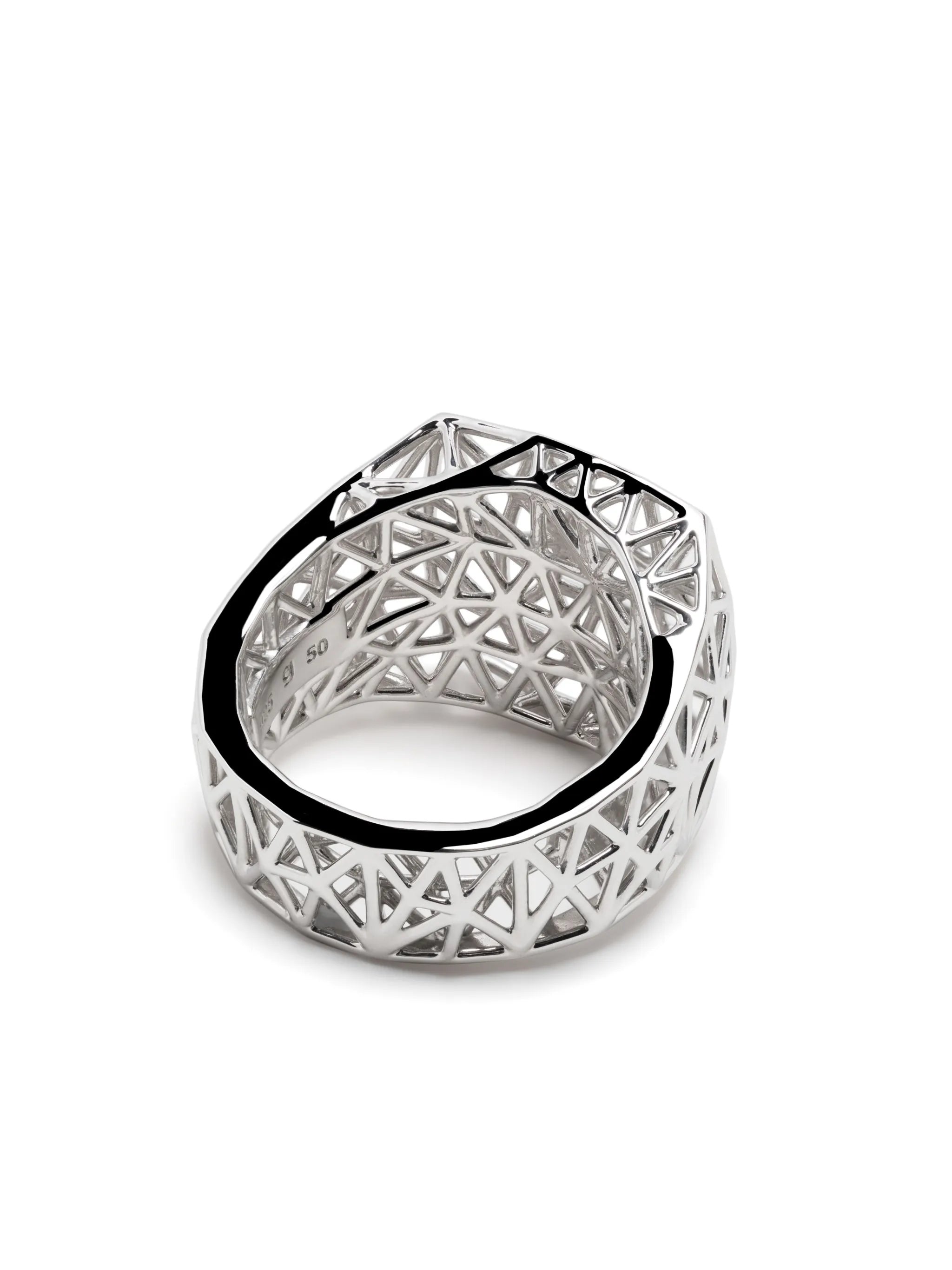 Mesh sterling silver signet ring