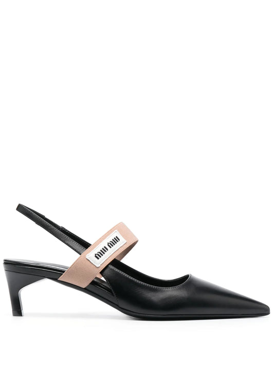 50mm logo-patch slingback pumps