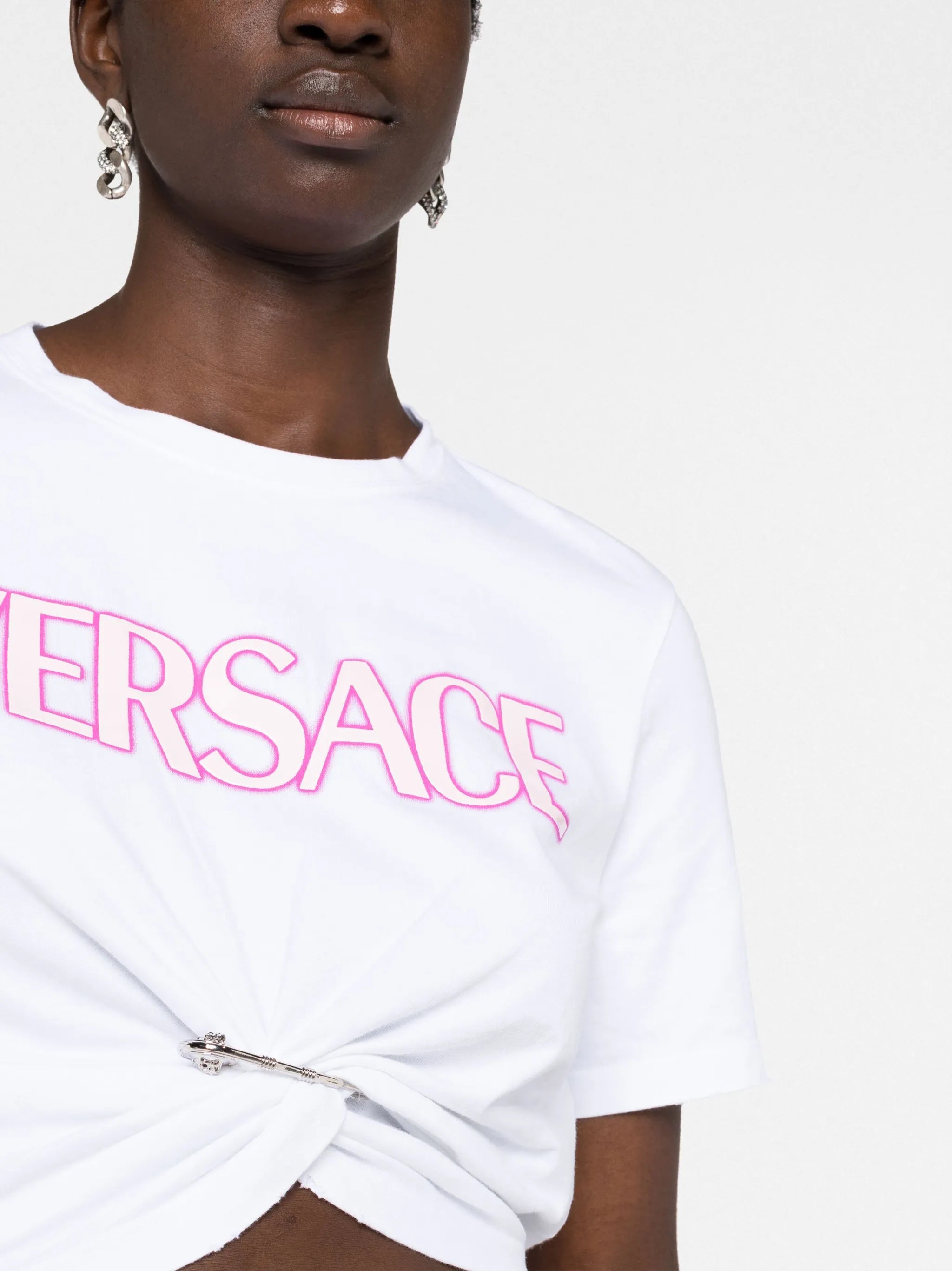 Safety-Pin cropped T-shirt