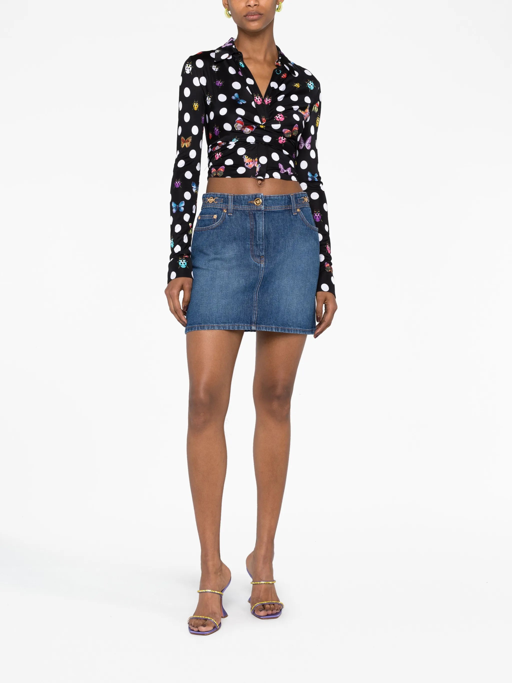 x Dua Lipa Medusa '95 denim miniskirt